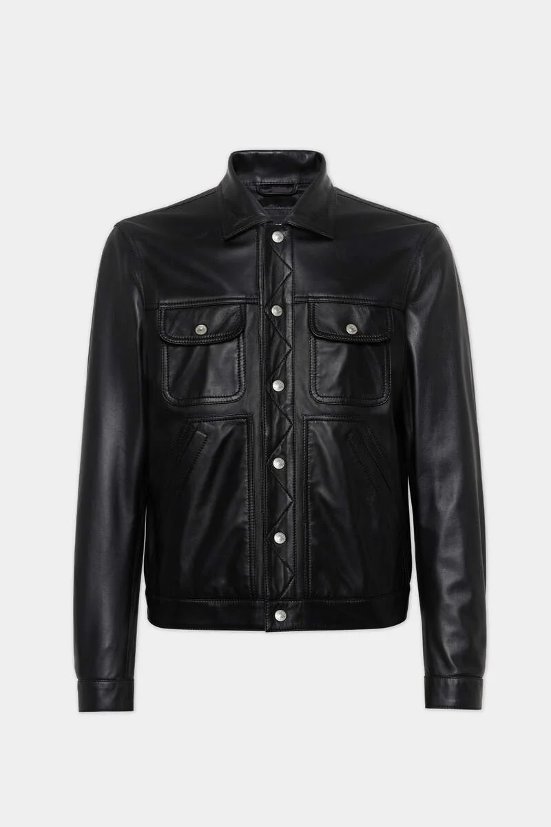 LEATHER BOXY JEAN JACKET - 1