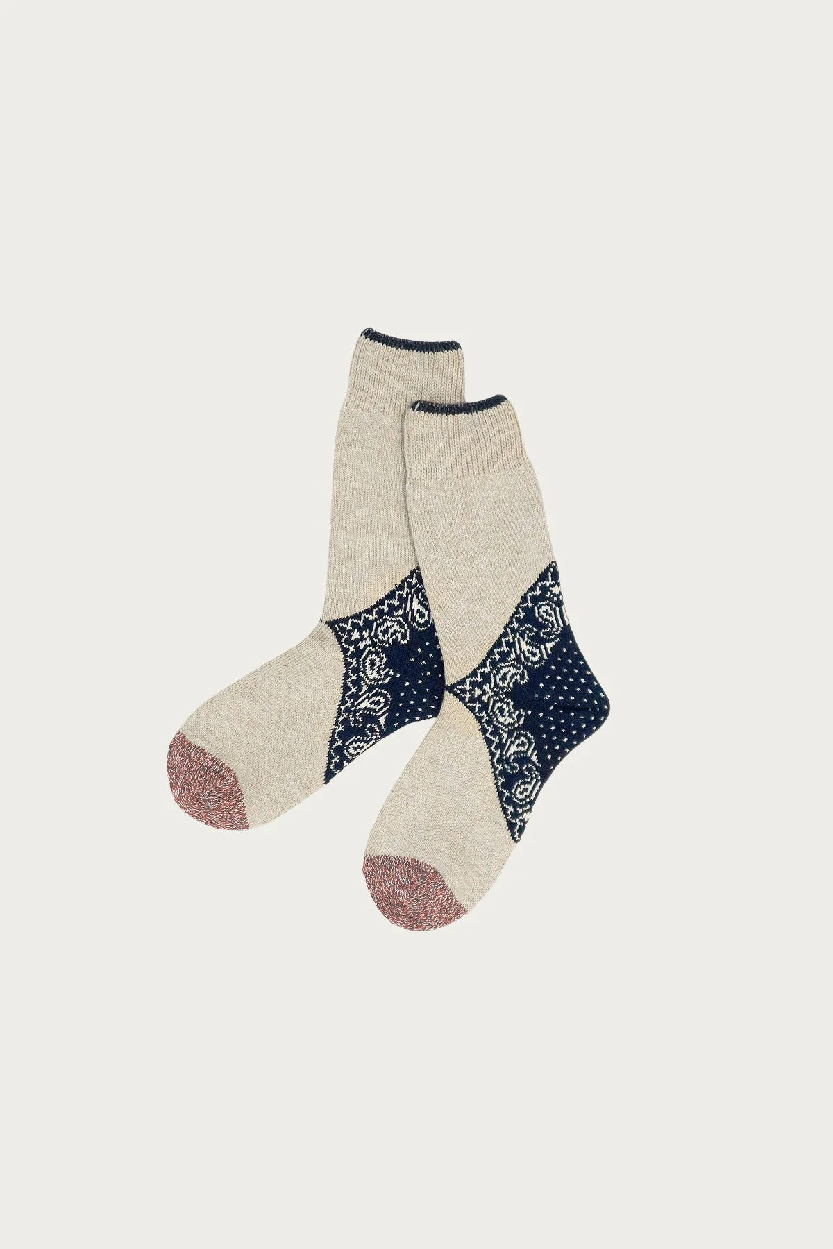 96 Yarns Paisley Bandana Heel Socks - Navy - 1