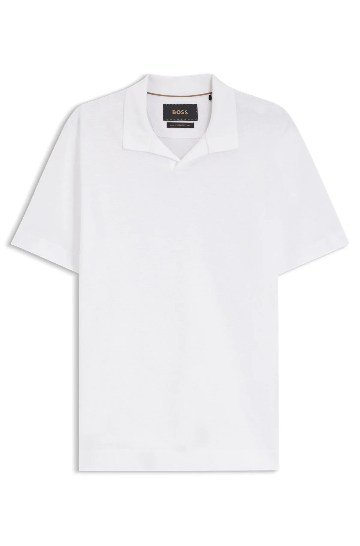 COTTON-LINEN POLO SHIRT WITH JOHNNY COLLAR - 1