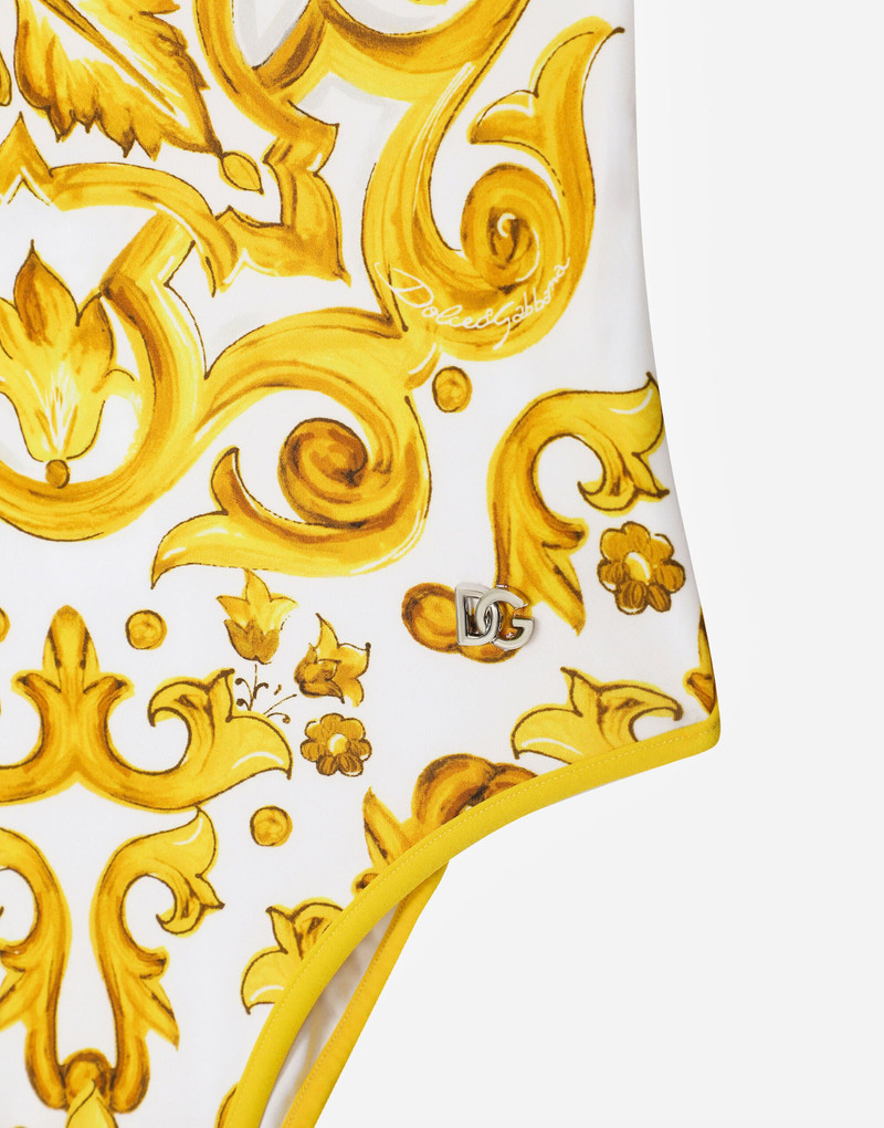 Majolica-print racing swimsuit 4