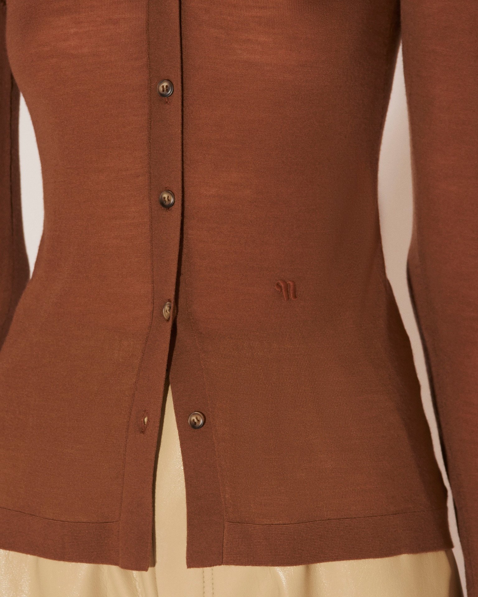 THALIA - Superfine merino cardigan - Brown - 4