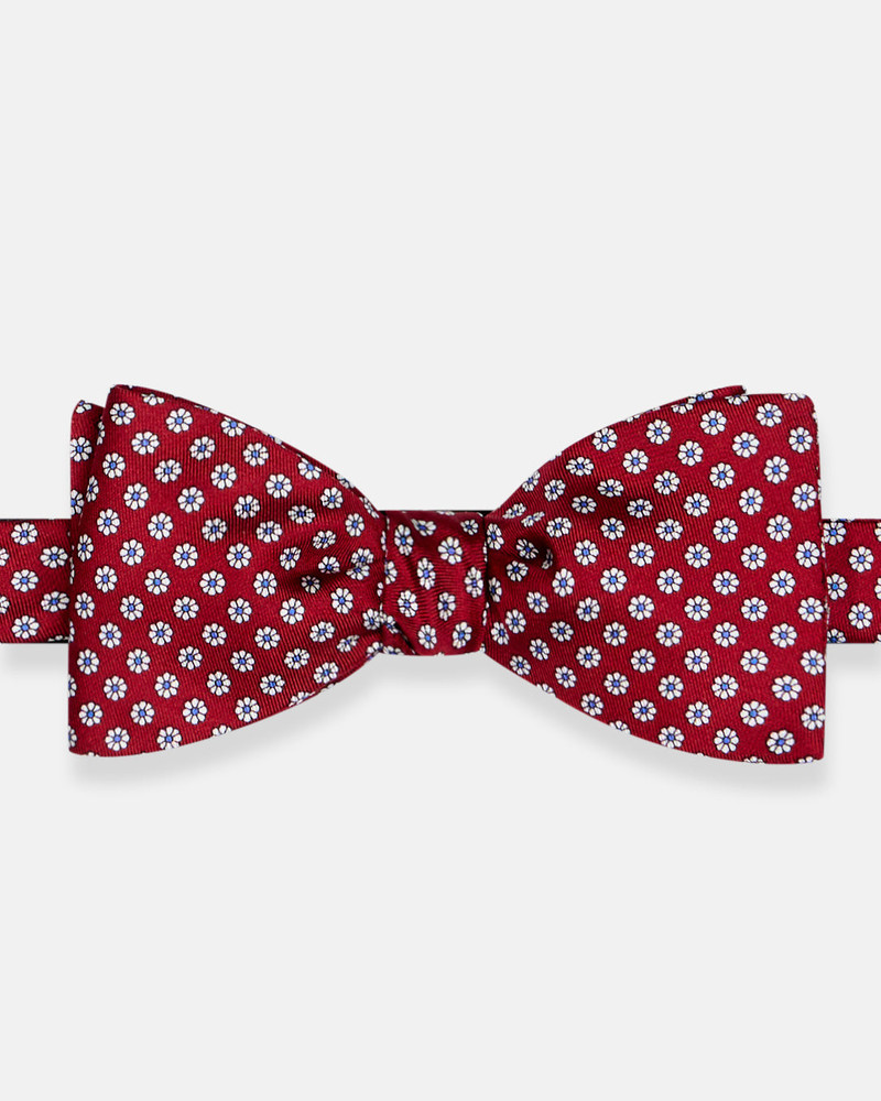 J. PRESS MADE-IN-ENGLAND RED PRINTED FOULARD SILK BOW TIE outlook