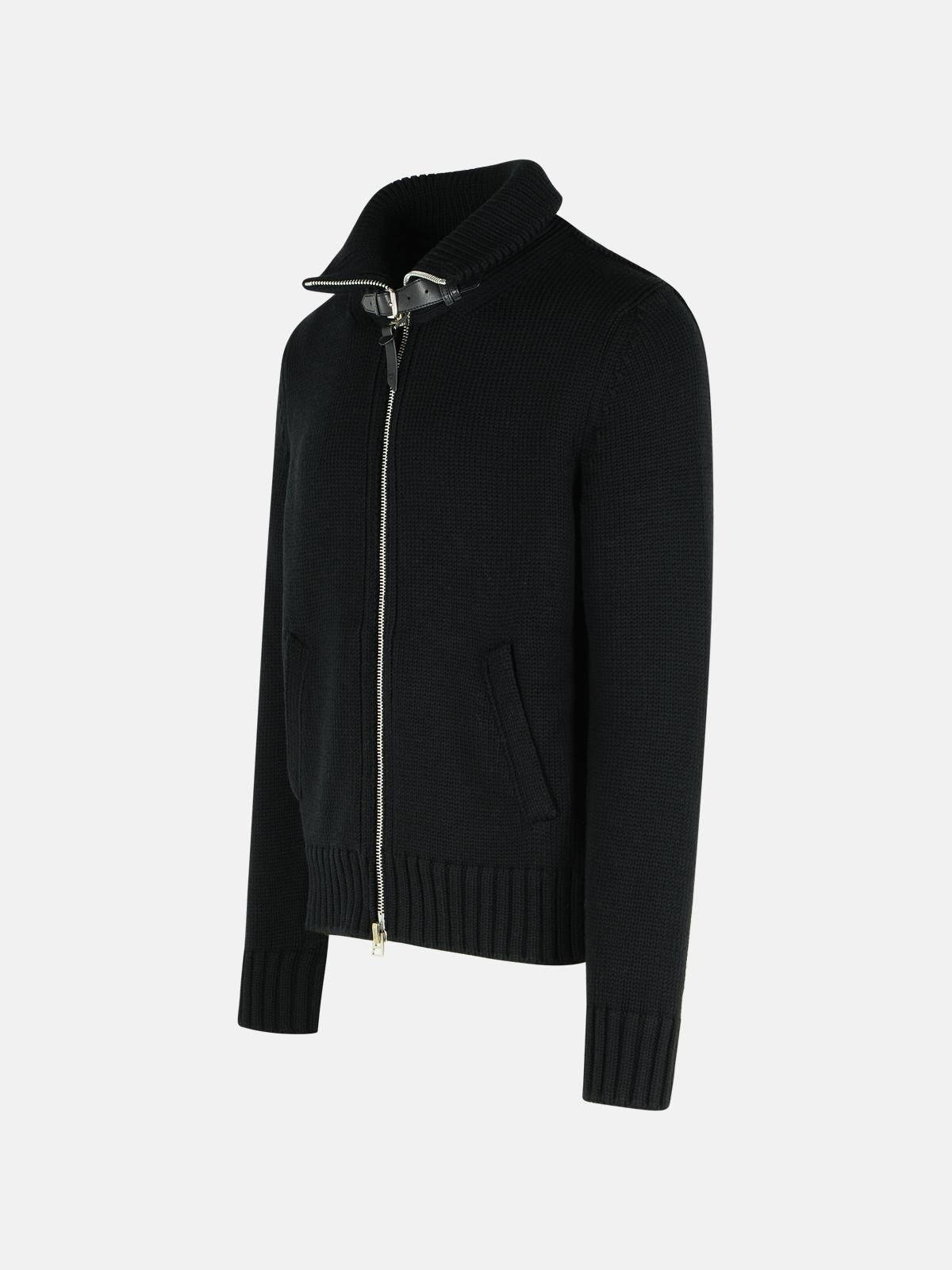 BLACK WOOL SWEATER - 2