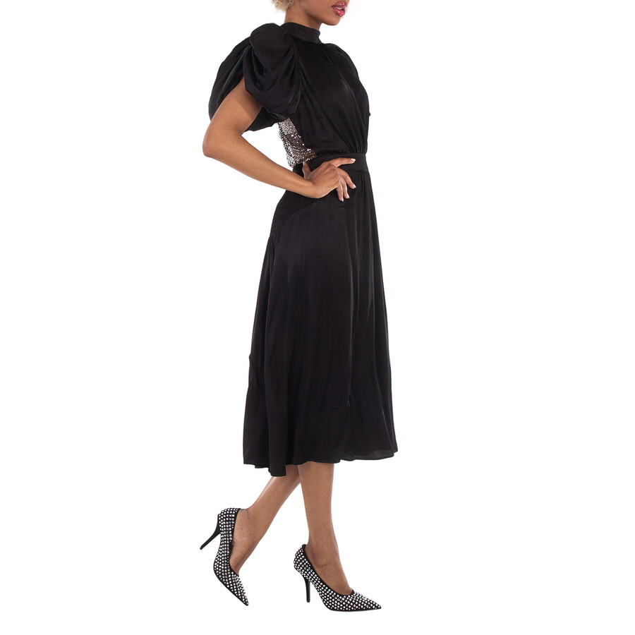 Rotate Ladies Black Puff Sleeve Midi Dress - 5