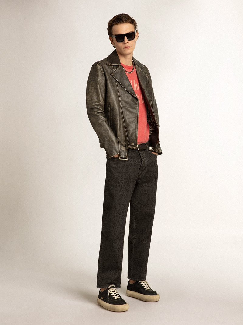 Golden Goose Red T-shirt with ecru printed lettering outlook