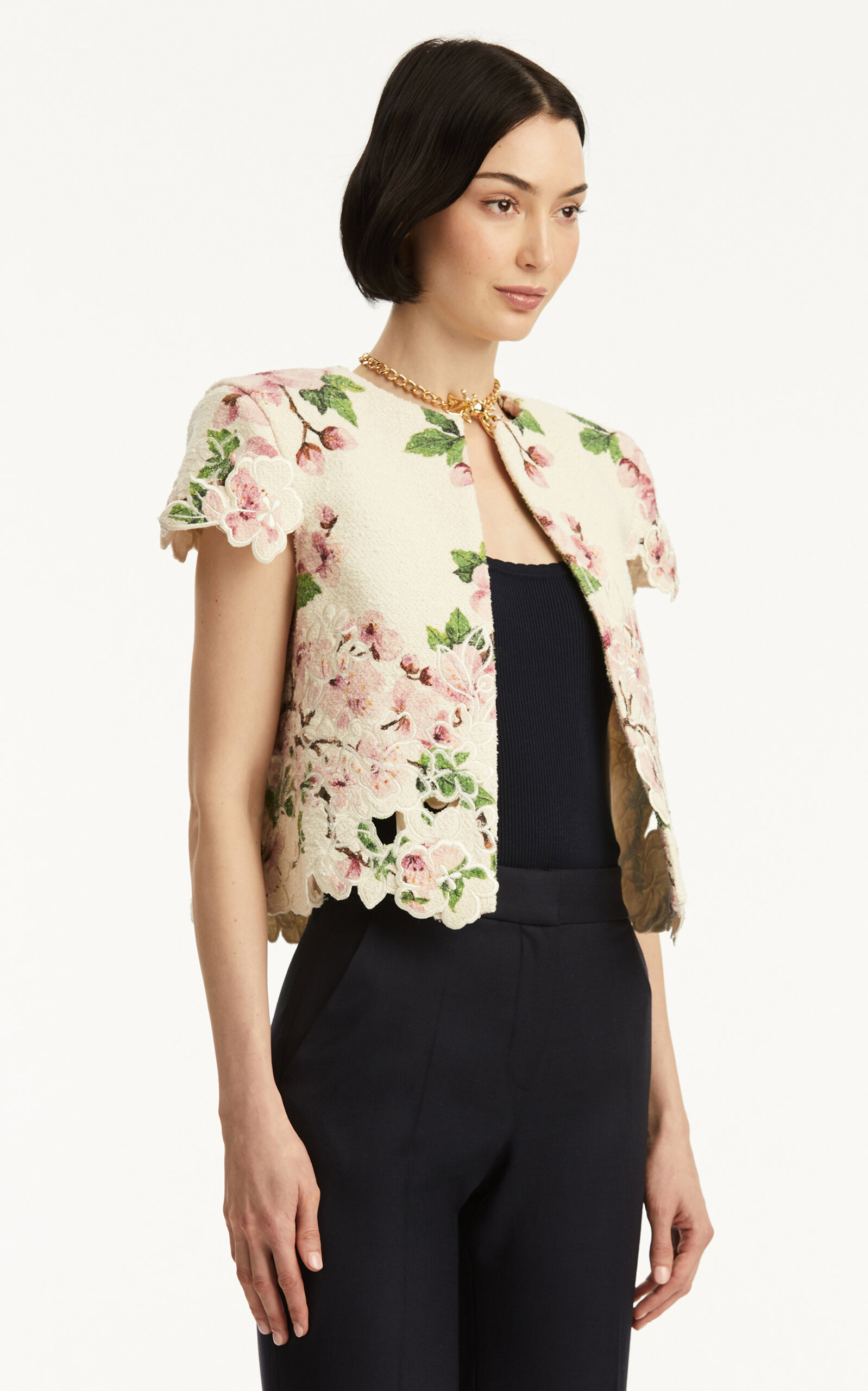 Embroidered Tweed Jacket ivory - 5