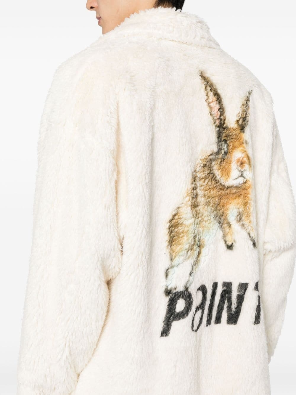 hand-painted faux-fur jacket - 5