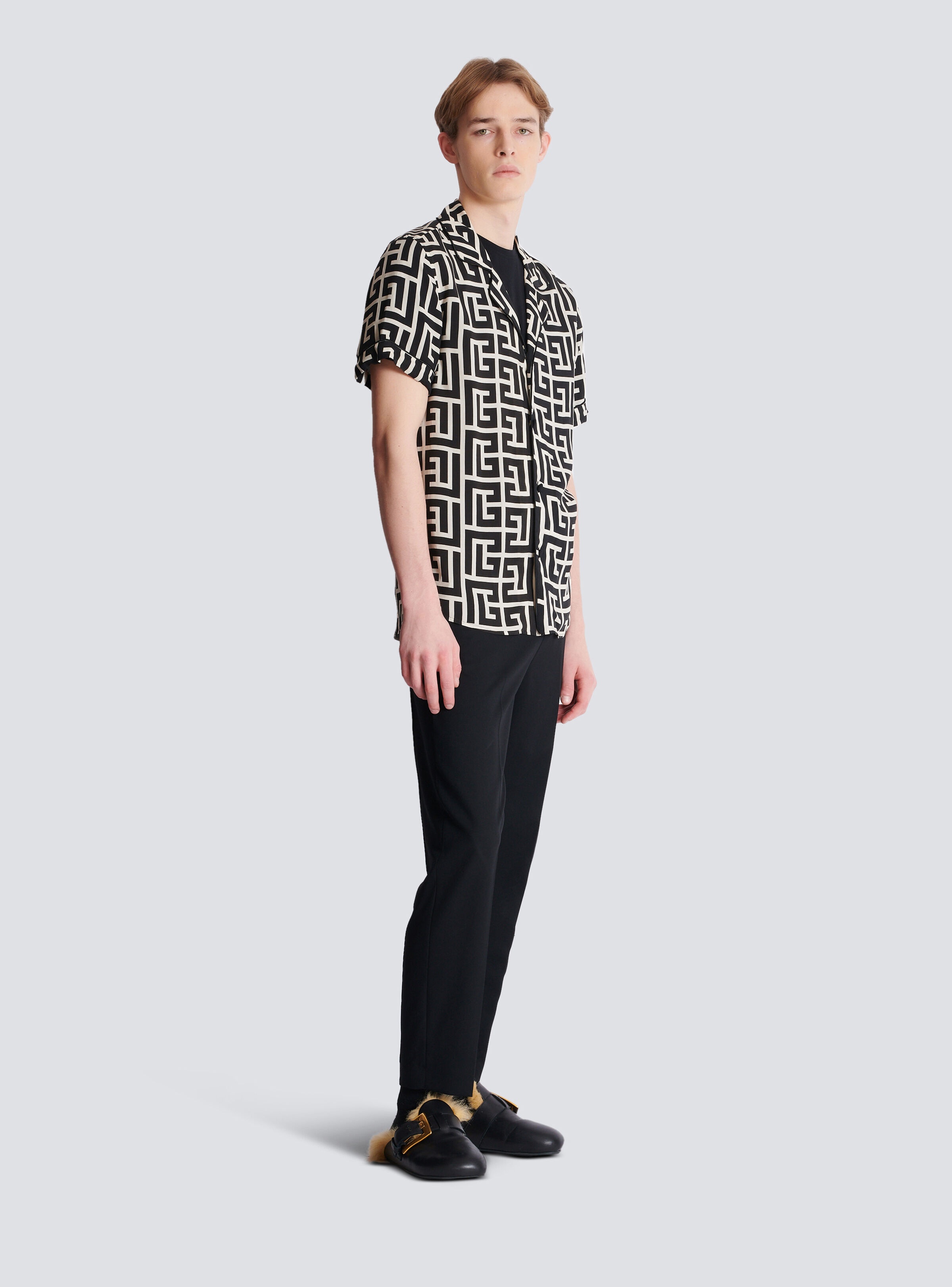 Pyjama shirt with monogrammed print - 3