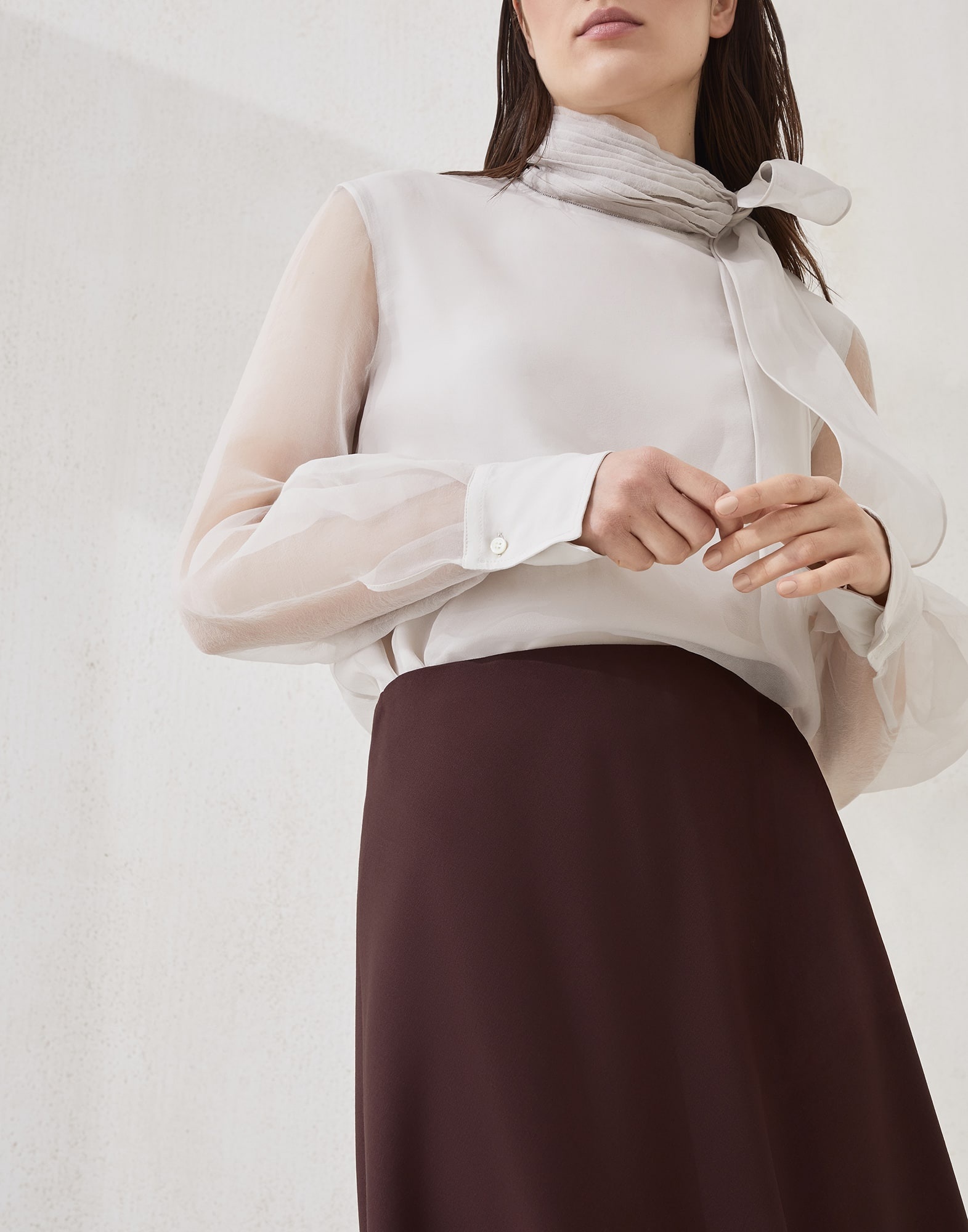 Comfort virgin wool and viscose twill flute skirt - 3