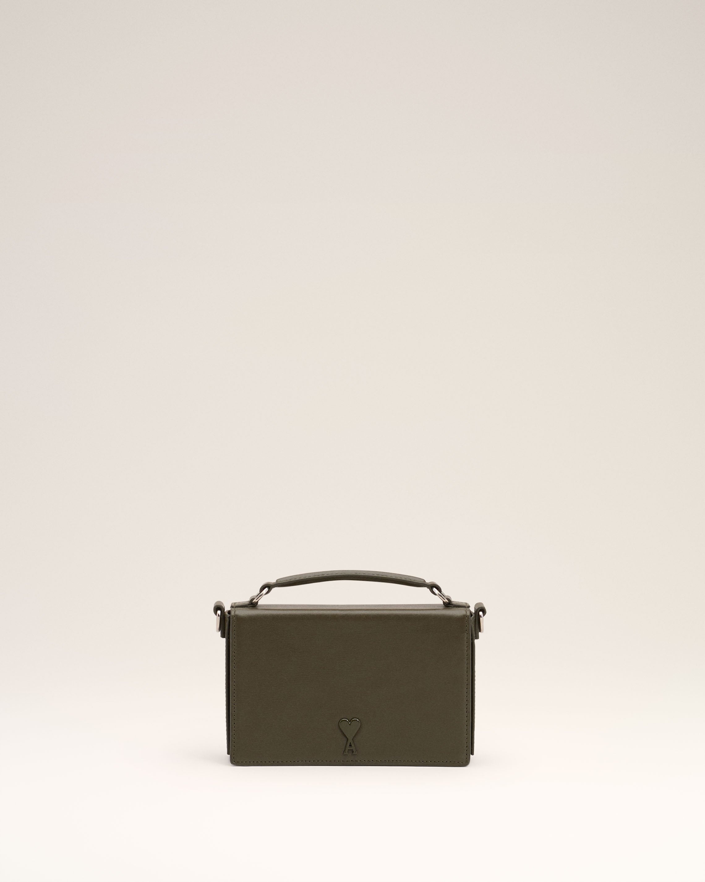 AMI Paris GREEN LEATHER AMI DE COEUR LUNCH BOX BAG | REVERSIBLE