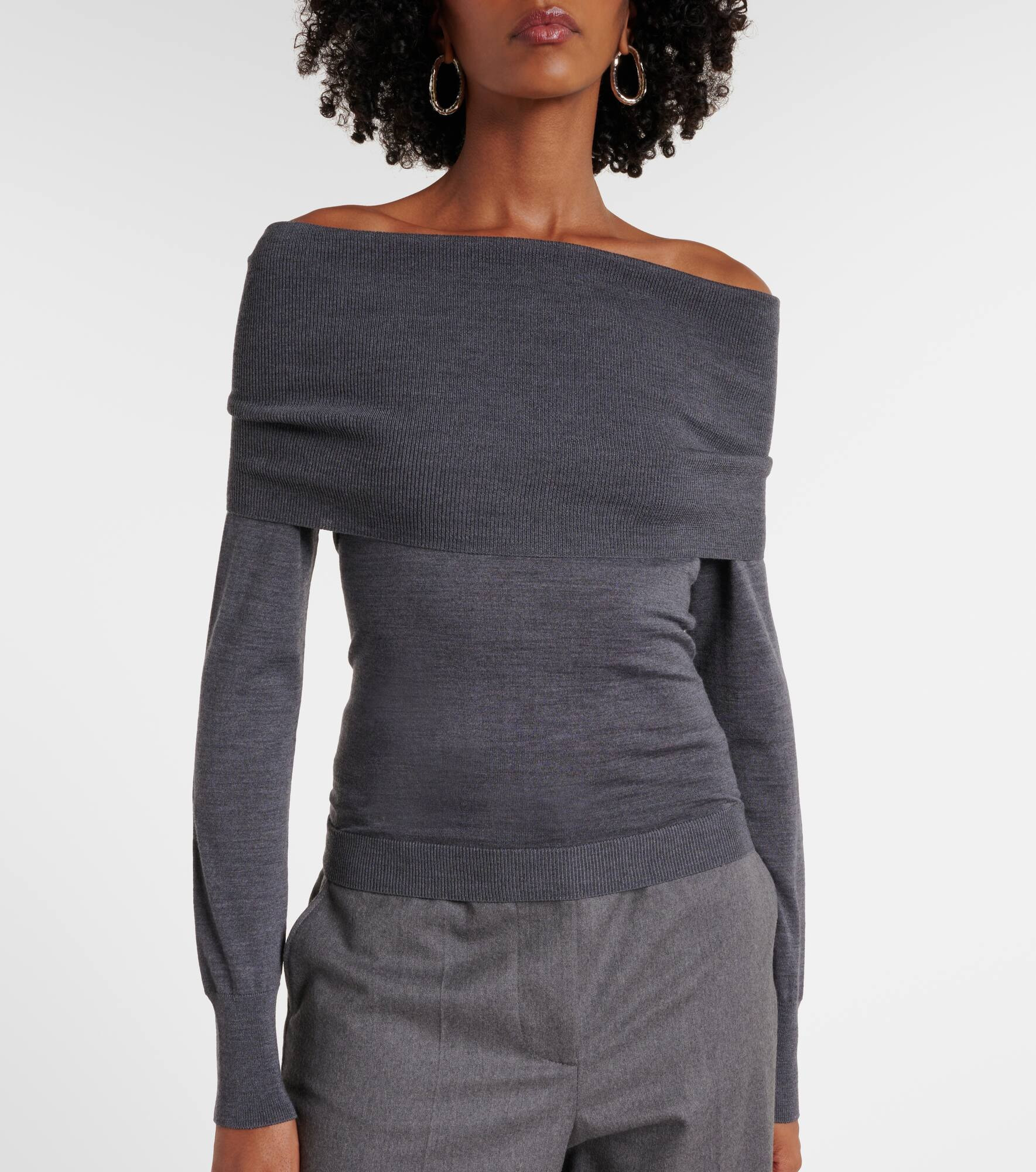 Off-shoulder virgin wool top - 6
