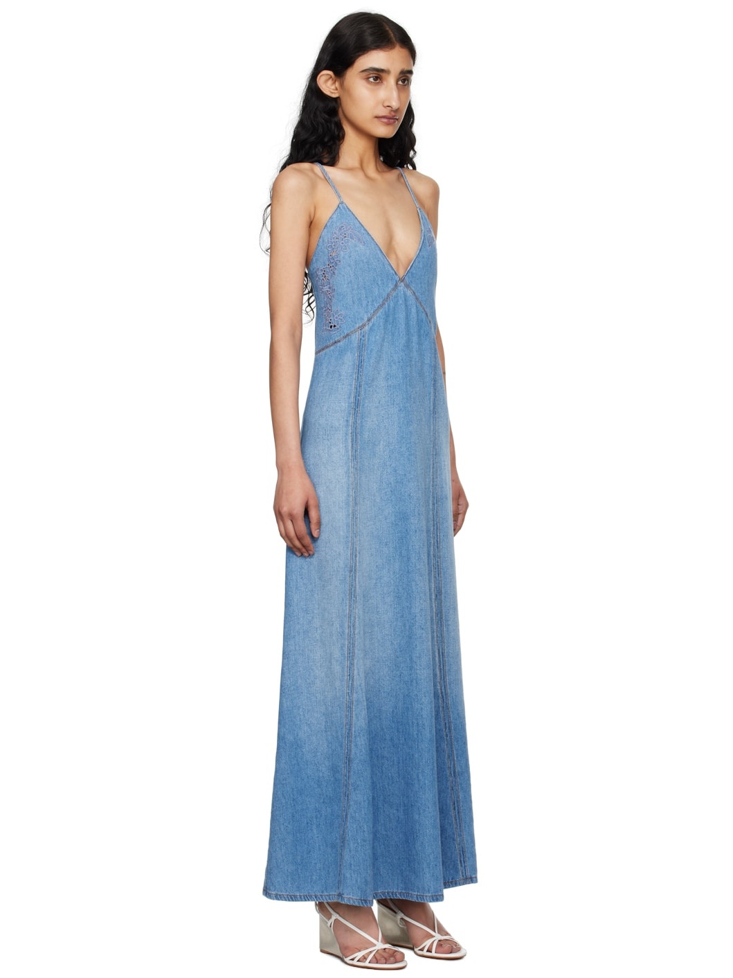 Blue Flare Denim Maxi Dress - 2