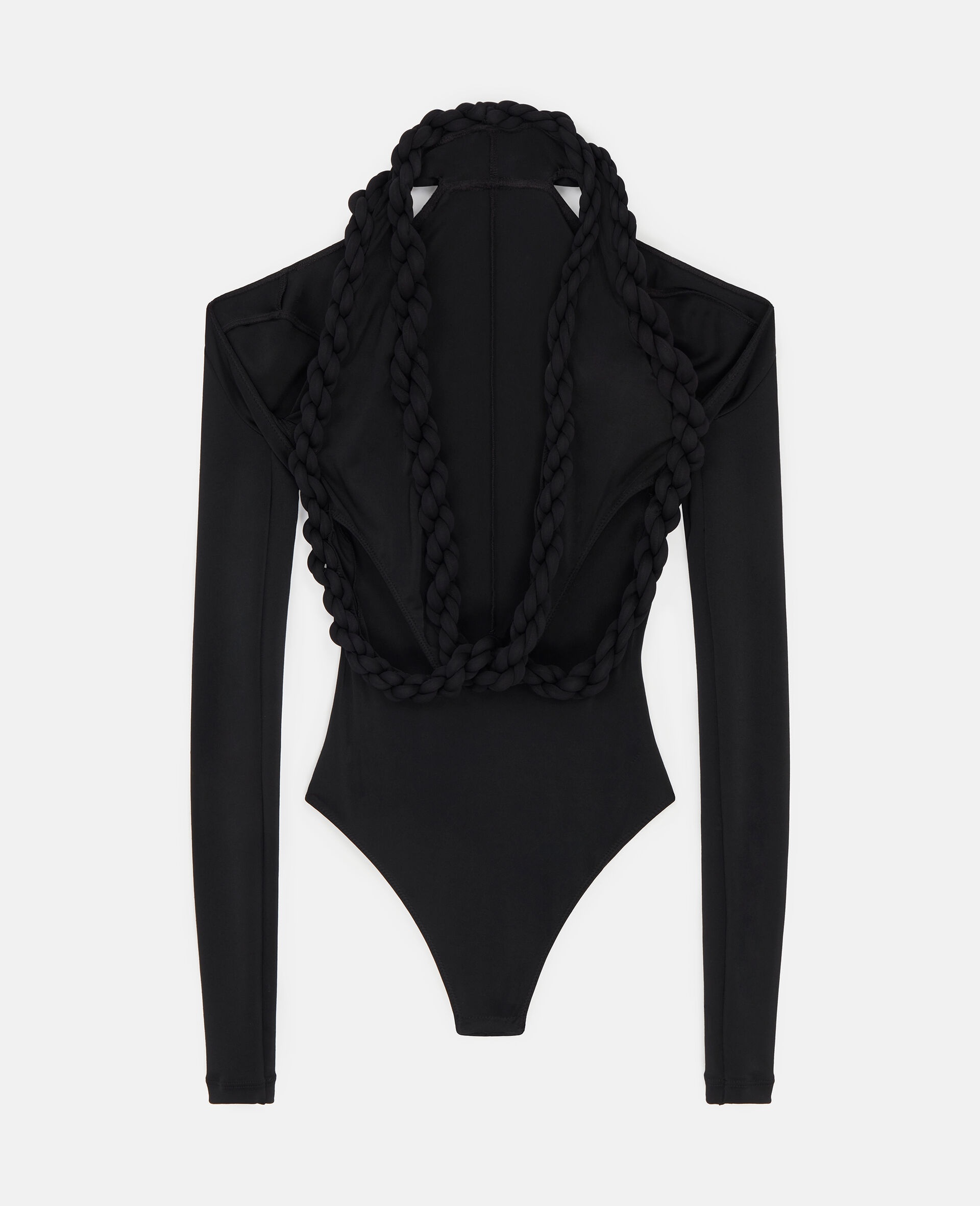 Braided Rope Cut-Out V-Neck Bodysuit - 1
