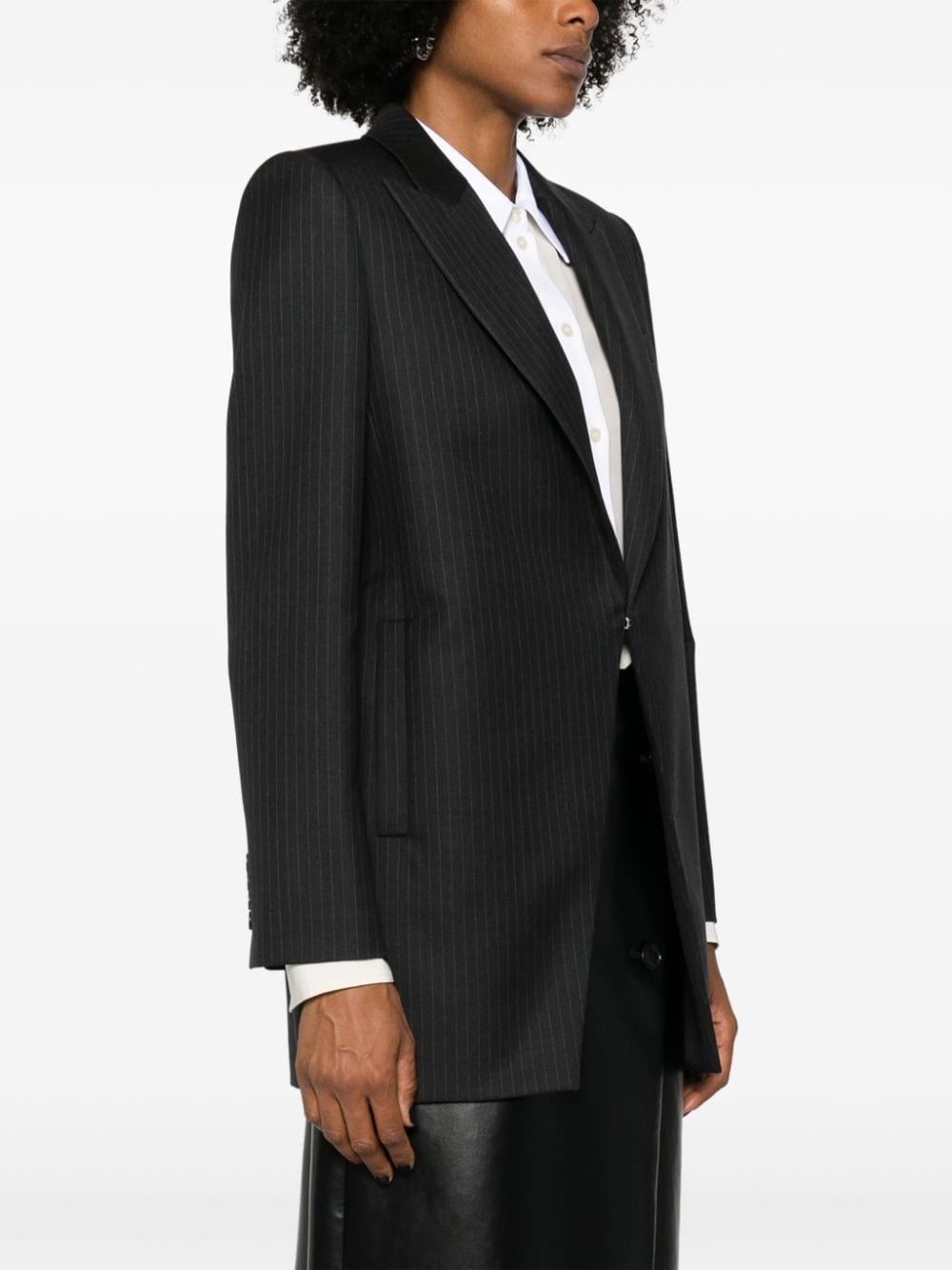 pinstripe pattern blazer - 3