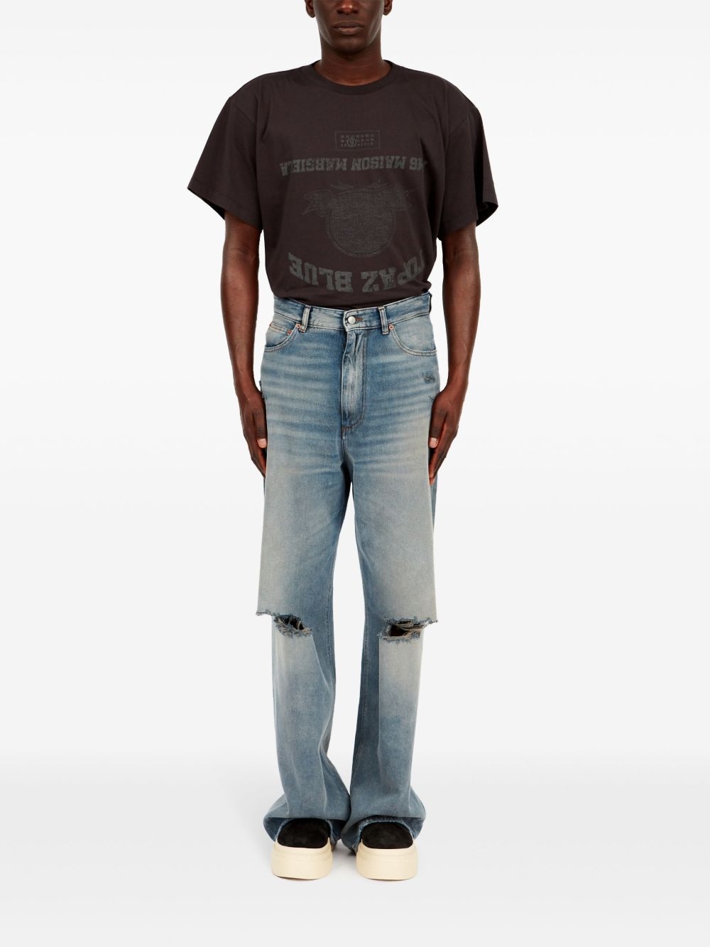 ripped wide-leg jeans - 2
