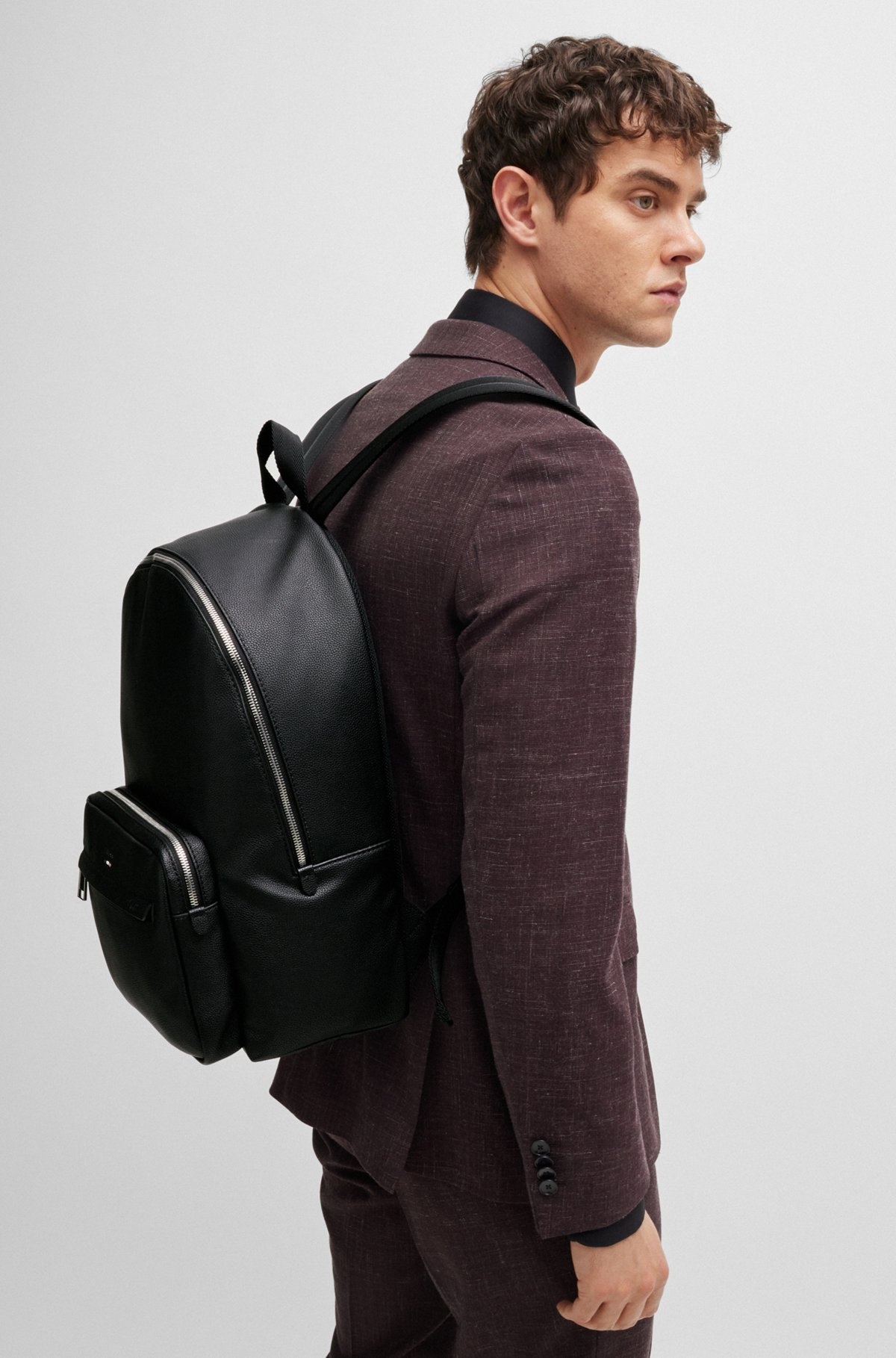 FAUX-LEATHER BACKPACK WITH LOGO AND SIGNATURE STRIPE - 4