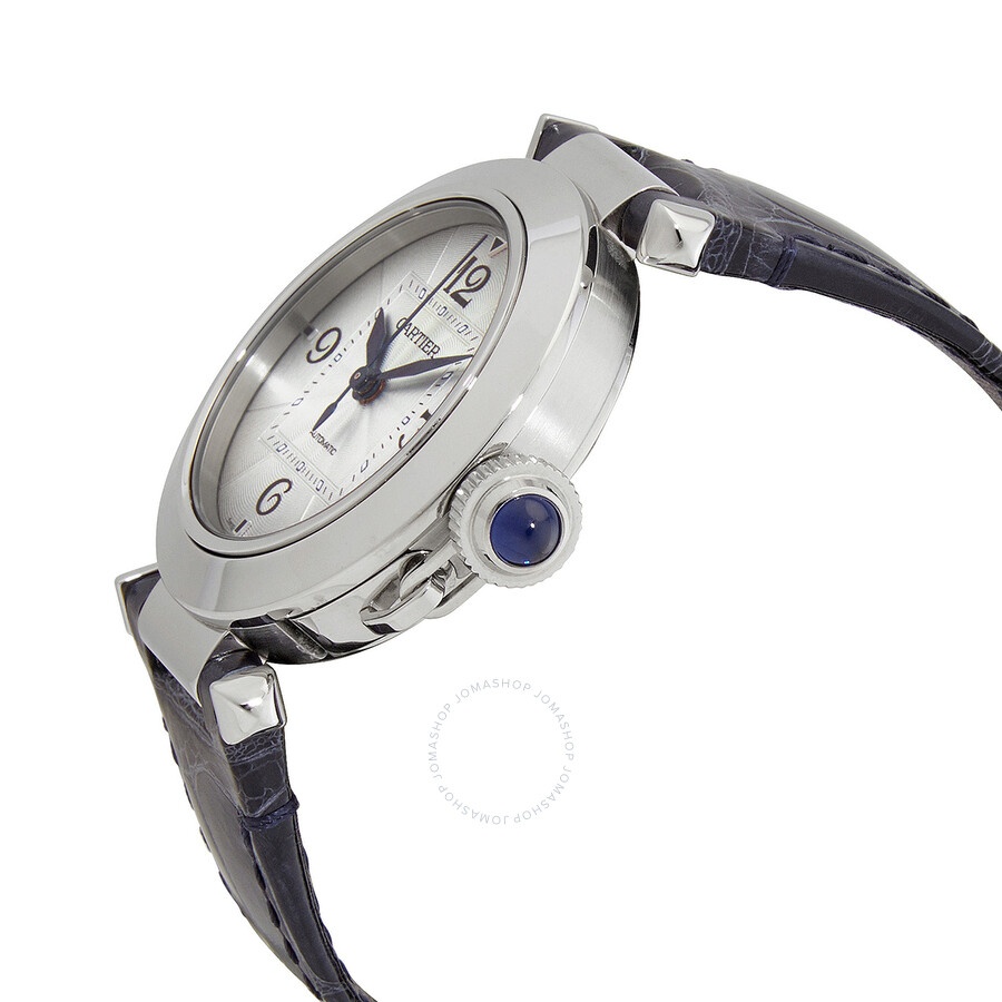 Cartier Pasha Automatic Silver Dial Black Leather Watch WSPA0012 - 2
