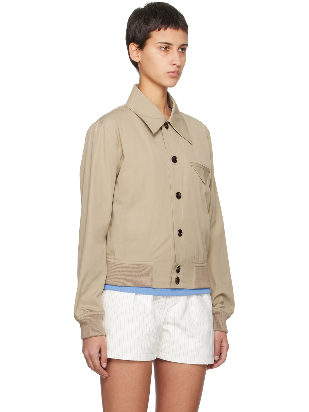 Beige Button Jacket - 2