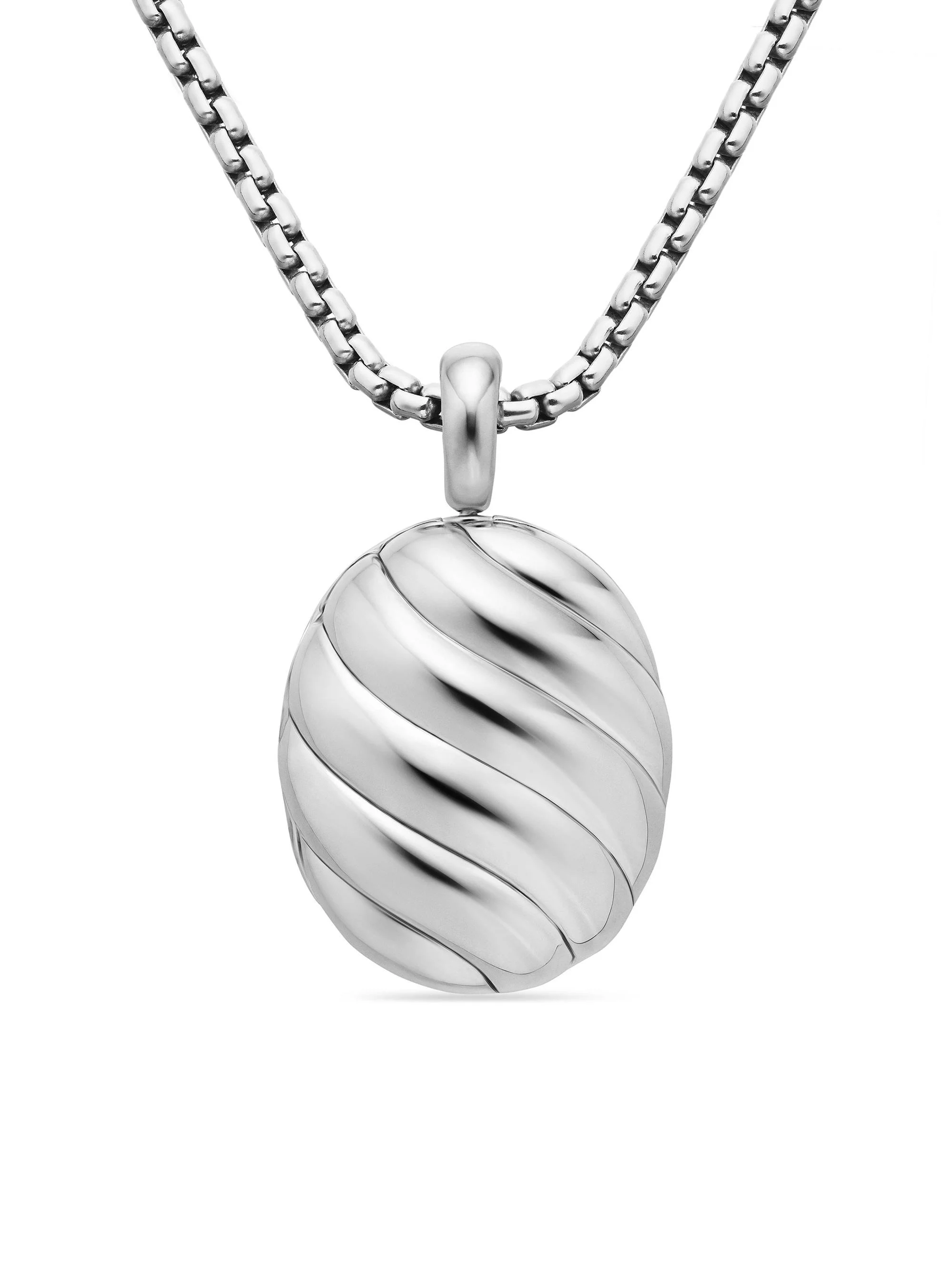 Women's Sculpted Cable Locket in Sterling Silver, 27MM - Silver - 1