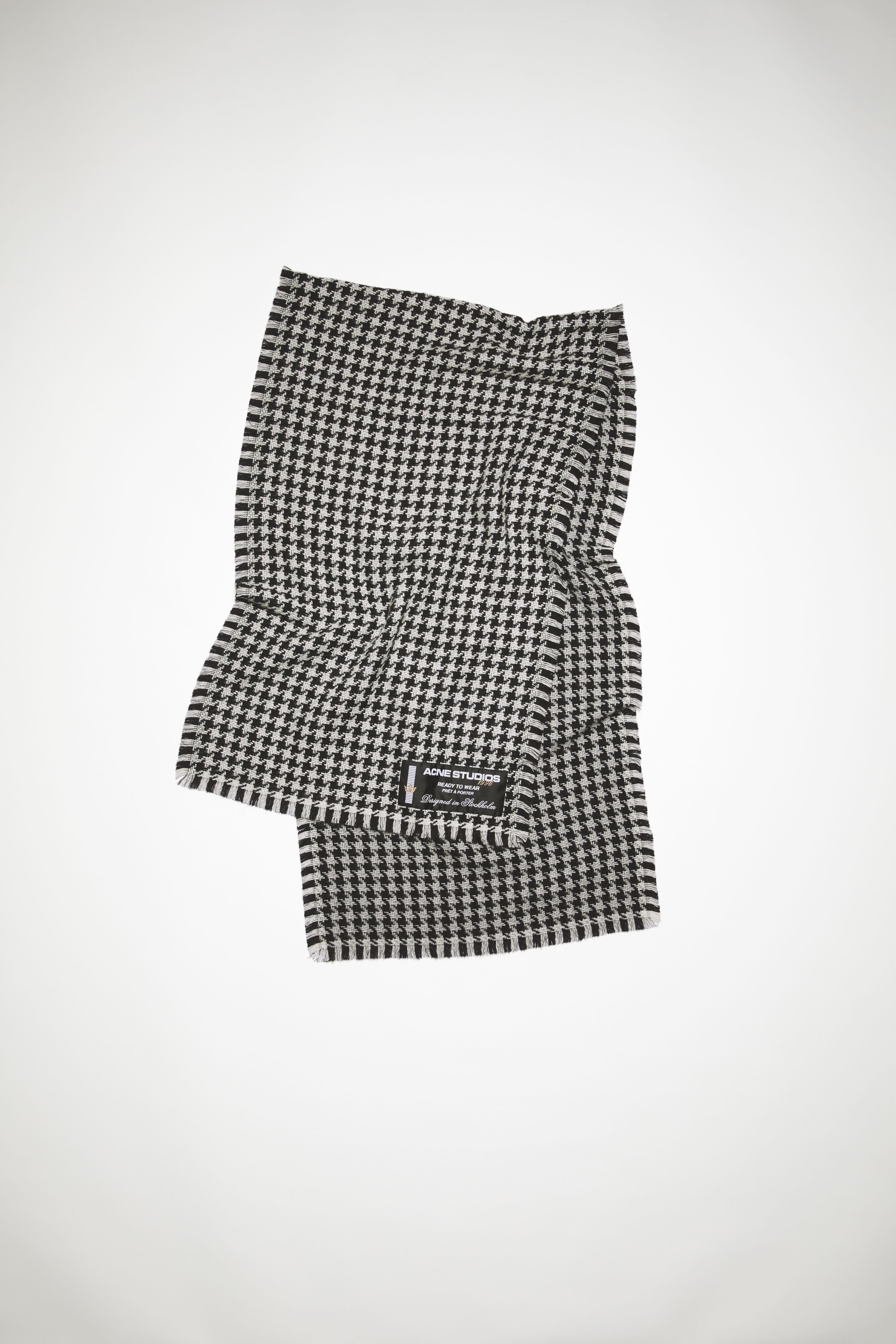 Houndstooth wool scarf - White/black - 1