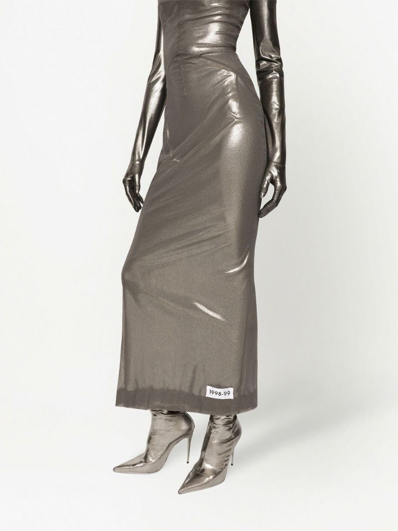 KIM DOLCE&GABBANA metallic-finish ankle-length dress - 6