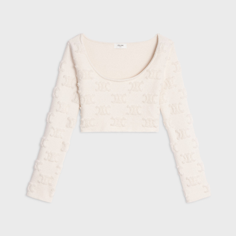 triomphe crop top in cotton bouclé 1