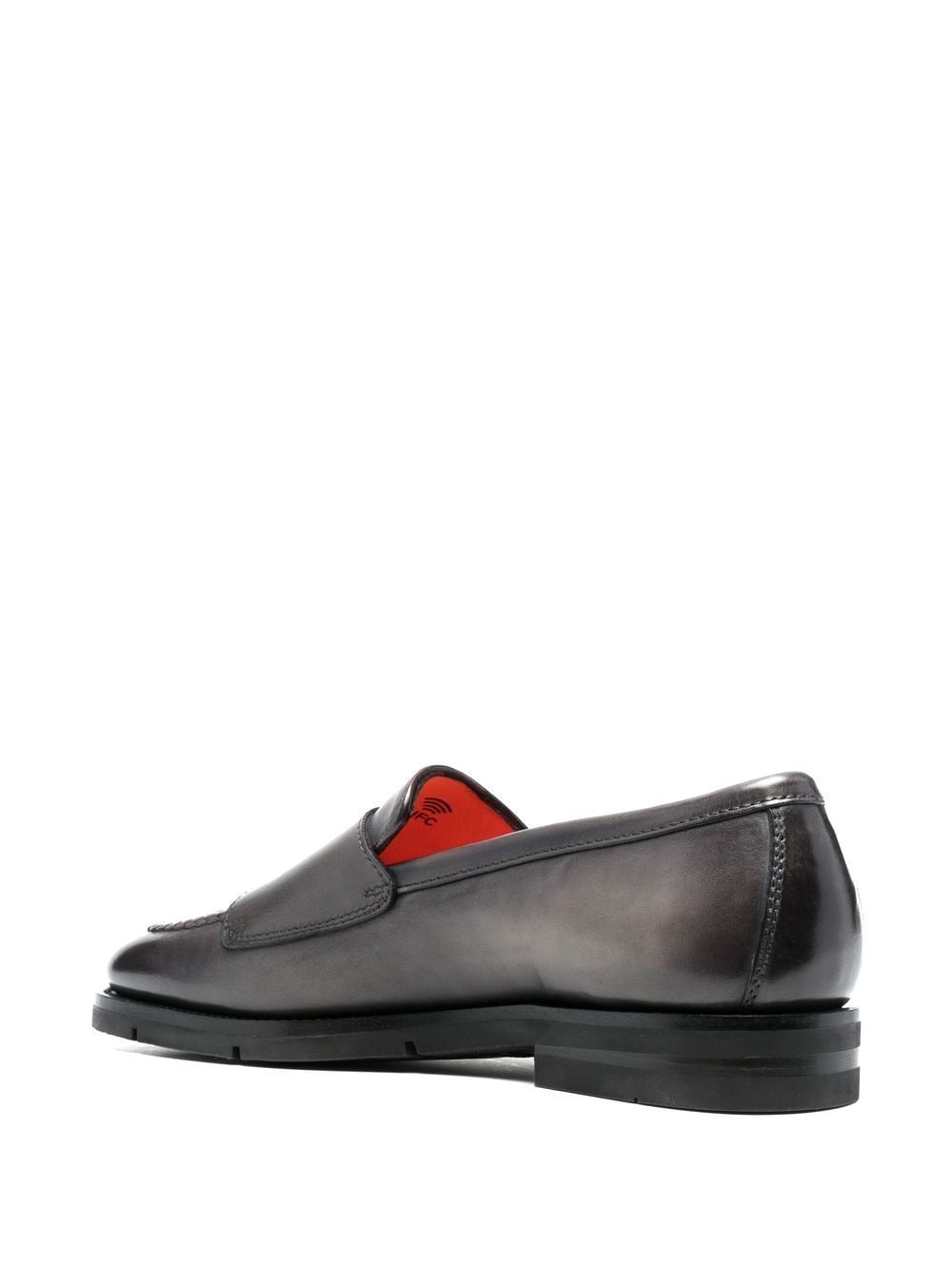 double-buckle leather monk shoes - 3