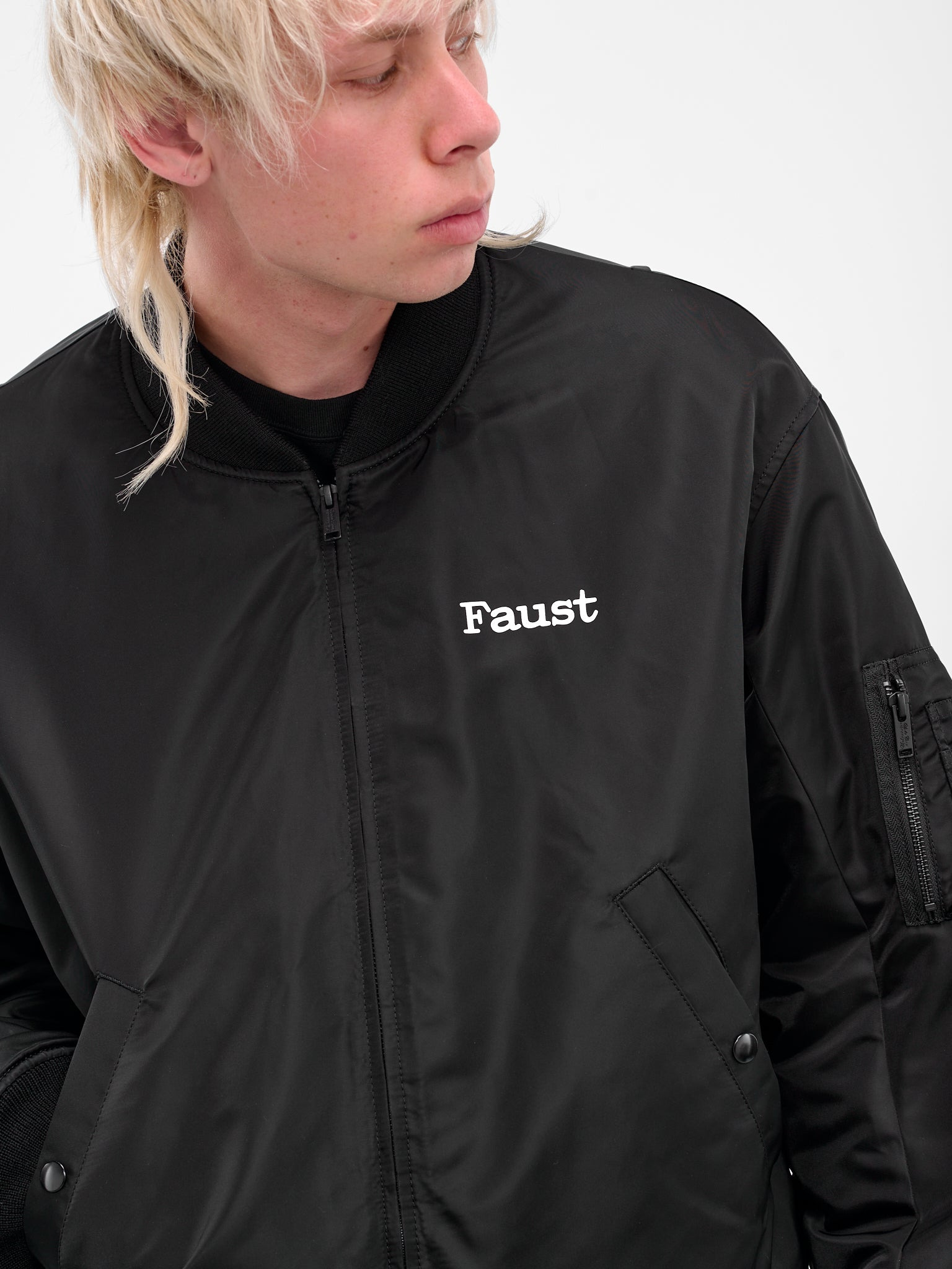 Black Faust Graphic Bomber Jacket - 4
