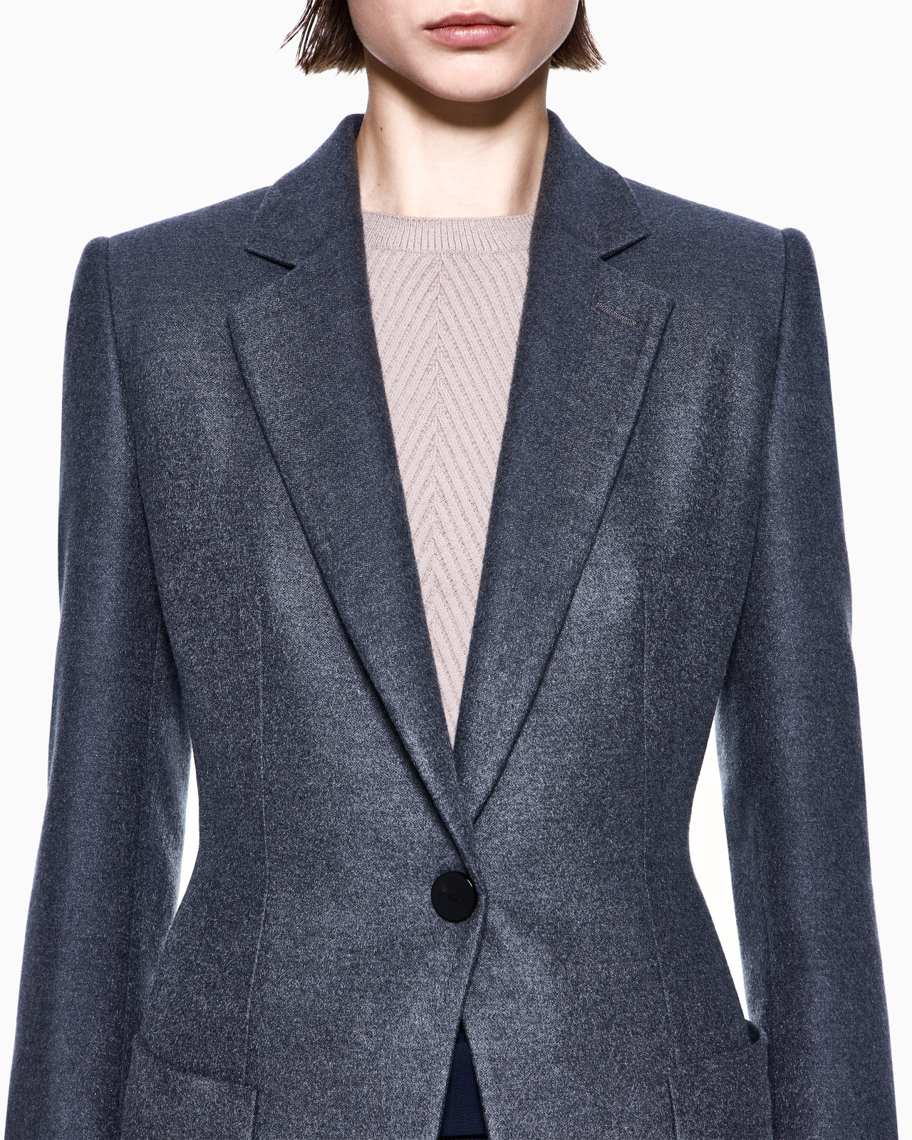 SINGLE-BREASTED JACKET IN SILK FLANNEL - 5