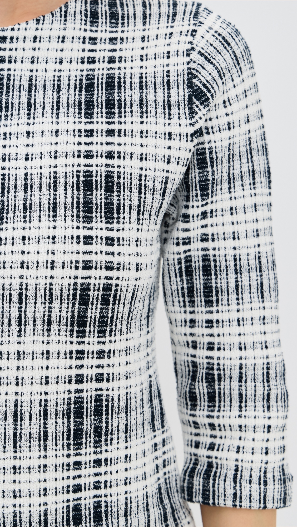 Boucle Plaid Elbow Sleeve Sweater - 5