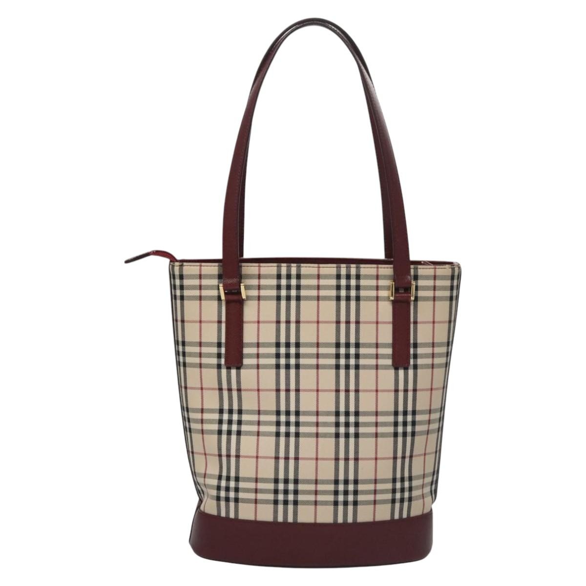 Burberry Nova Check Tote Bag Canvas Beige Red Gold - 2