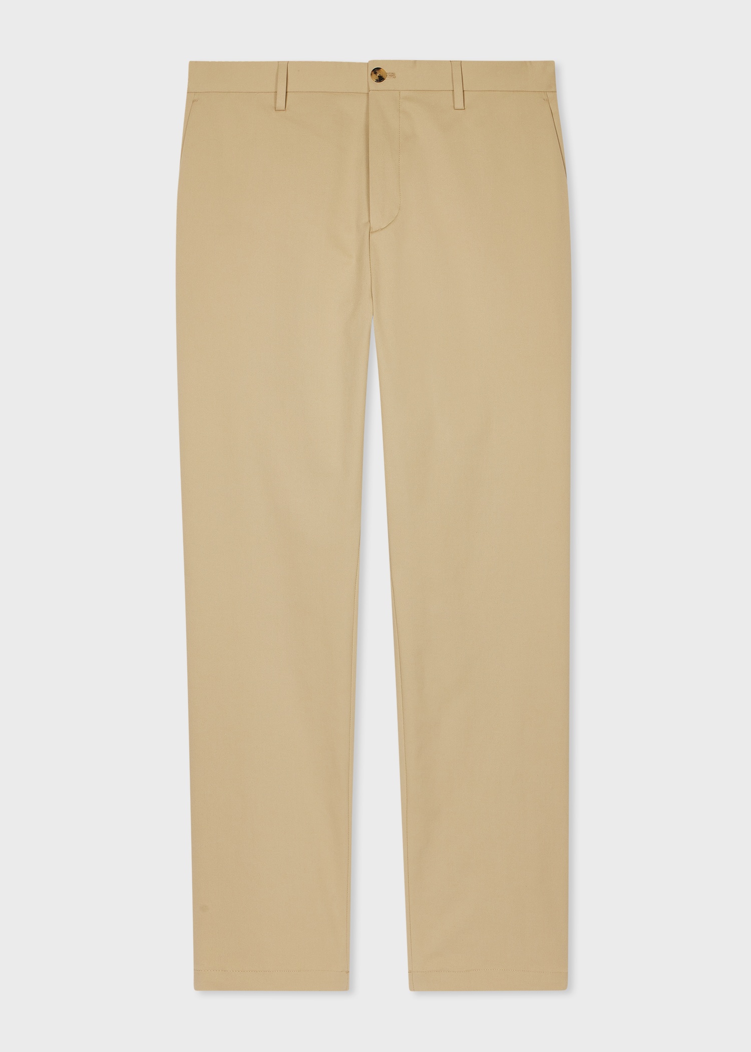 Beige Fine Cotton-Twill Chinos - 1