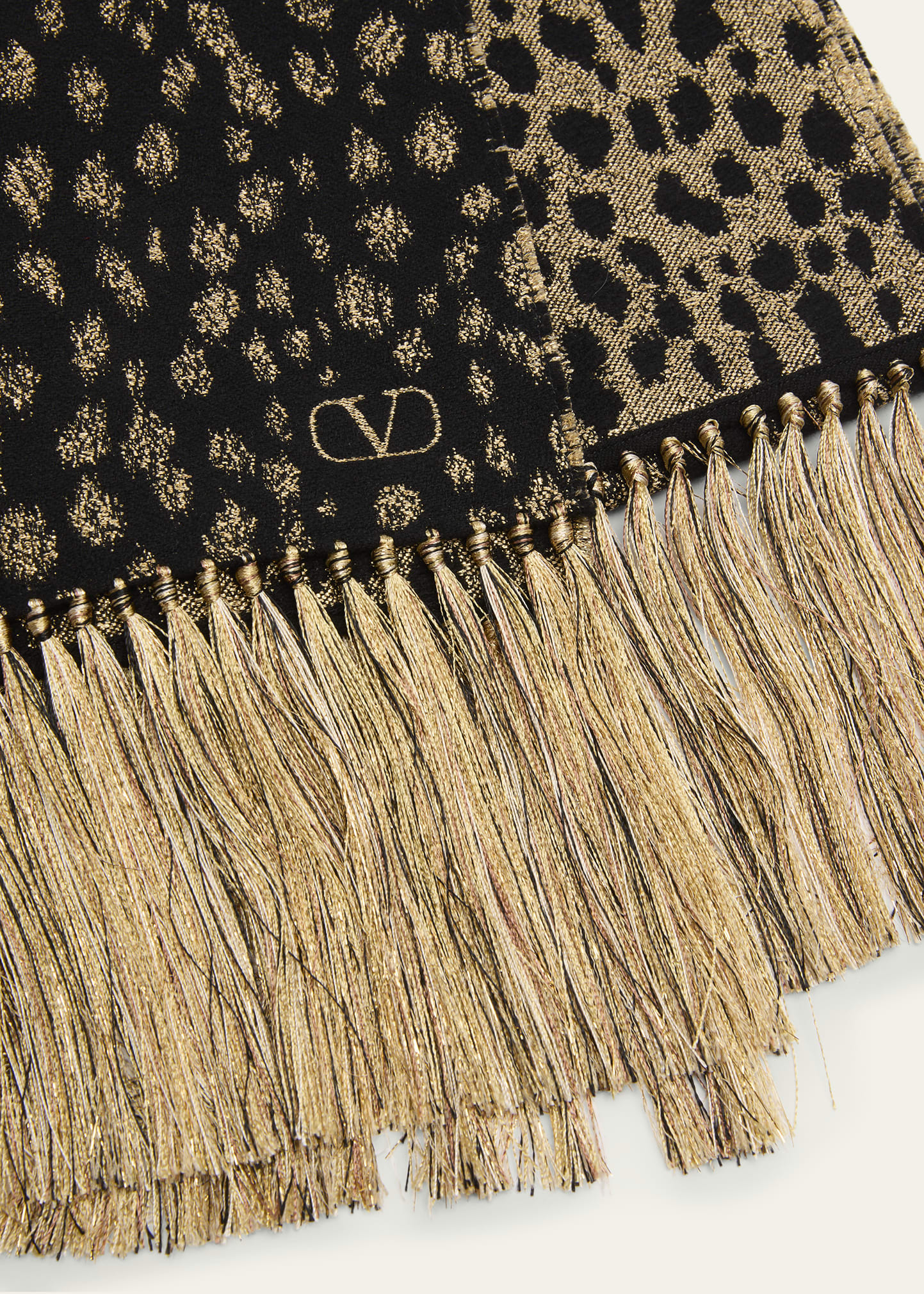 Metallic Jacquard Animal Fringe Scarf - 2