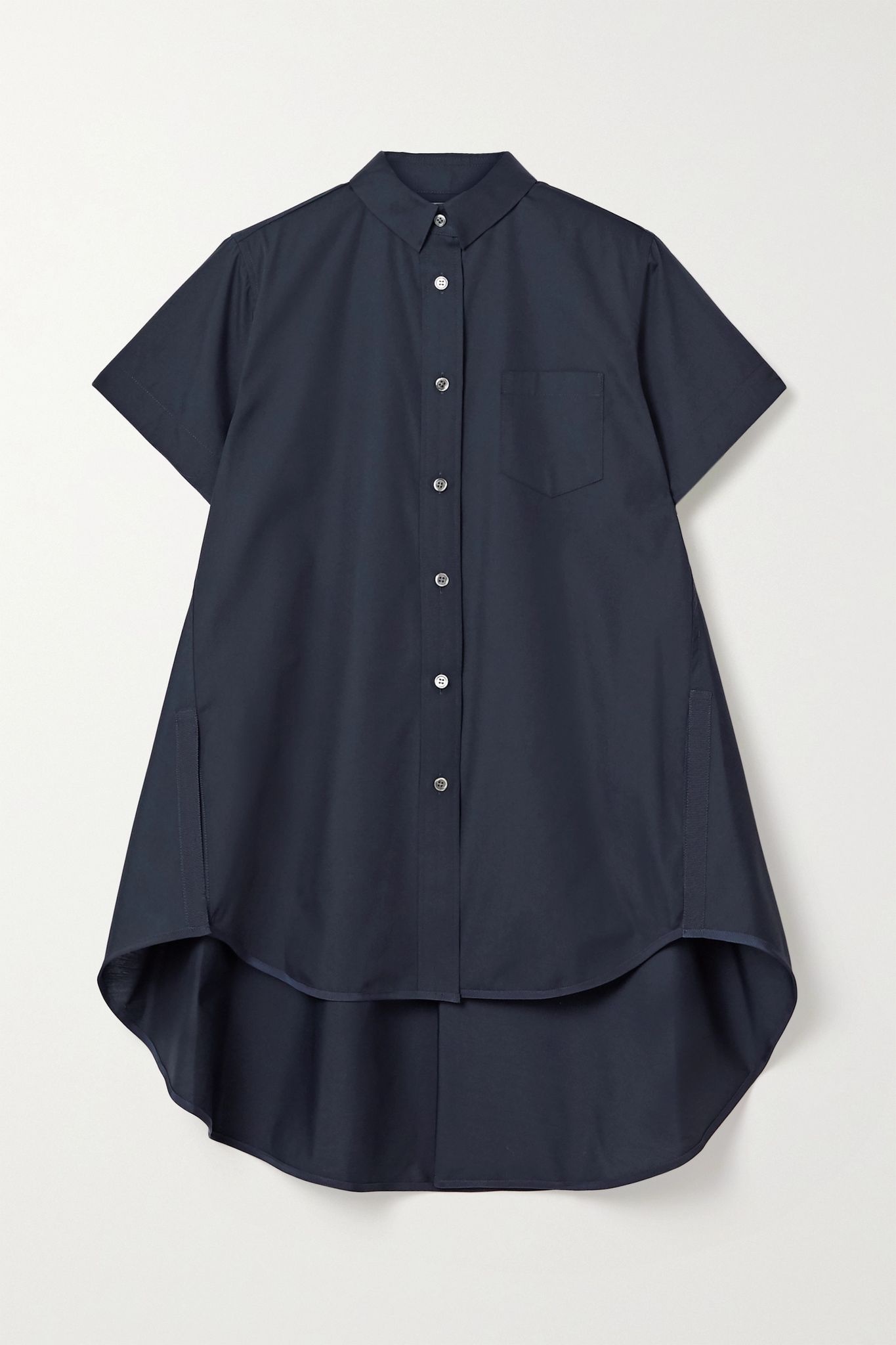 Oversized grosgrain-trimmed poplin shirt - 1