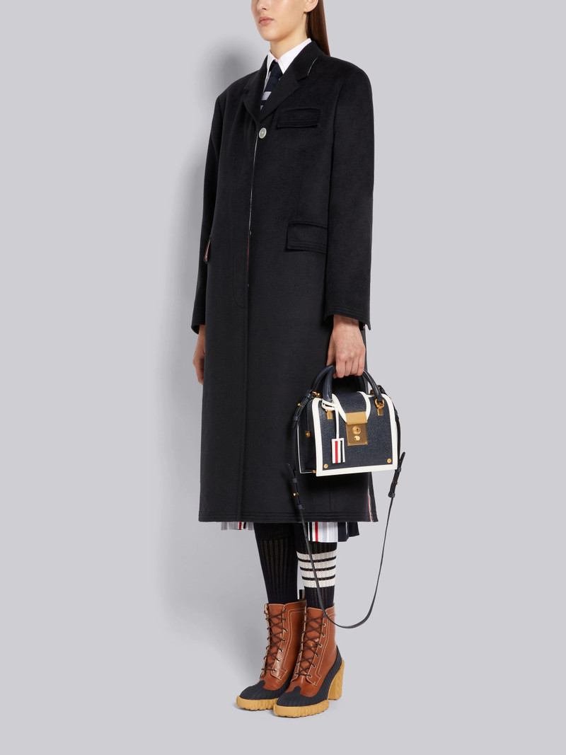 Navy Pebble Grain Leather Contrast Leather Frame Mrs. Thom Mini Bag 6