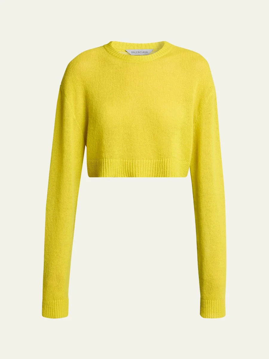 Cashmere Open-Knit Crop Sweater - 1