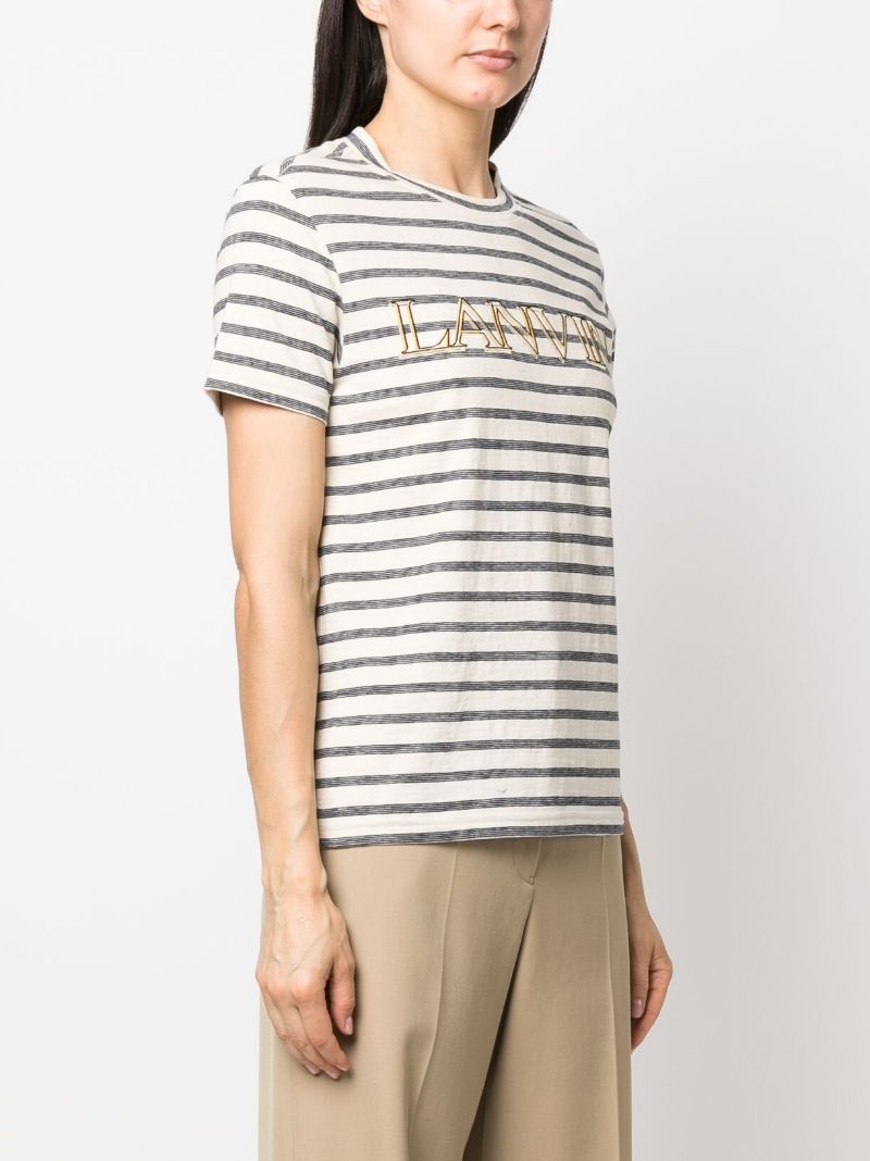 logo-print striped T-shirt - 3