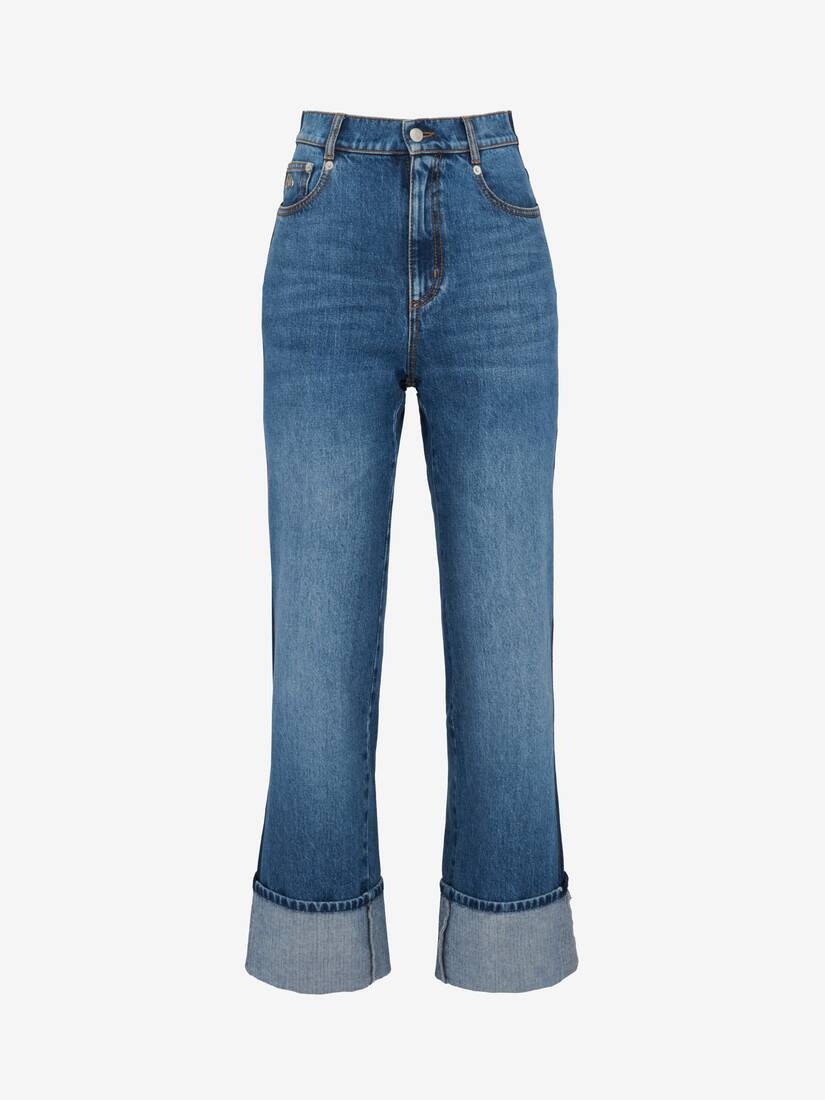 Women's Baggy Boyfriend Jeans in Washed Blue - 1