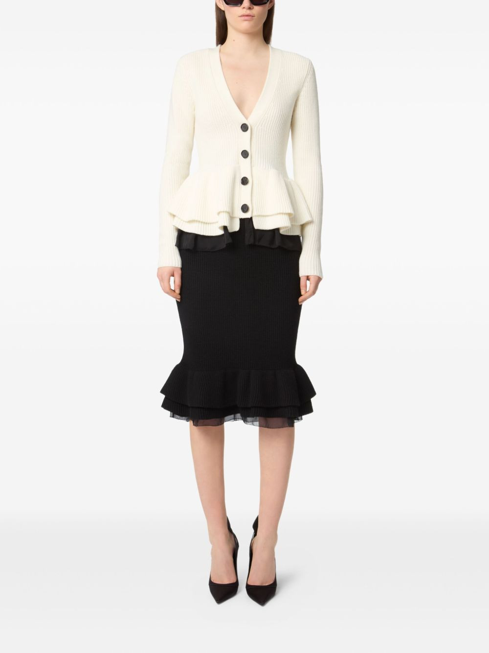 ruffled wool cardigan - 2