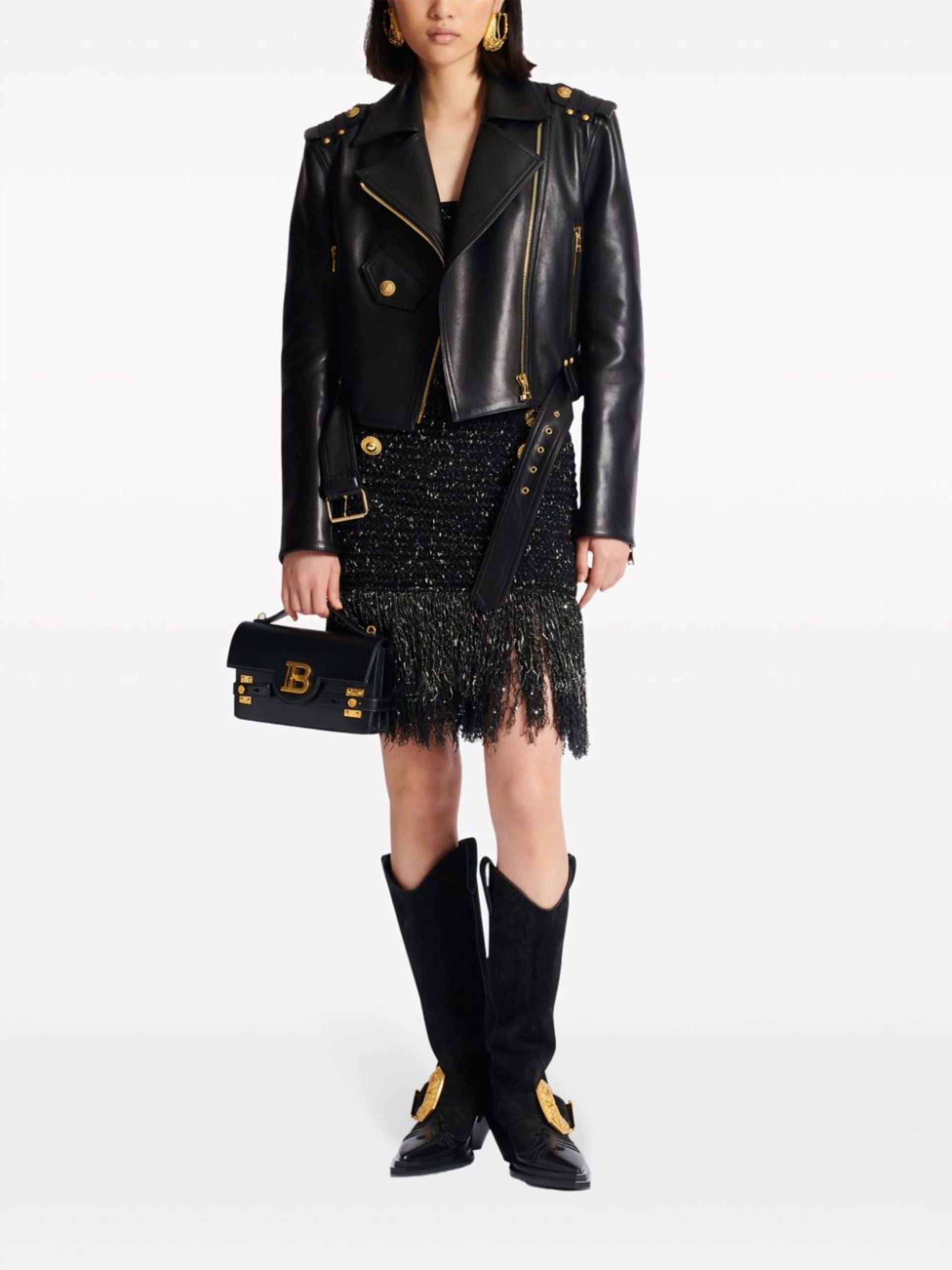 Black Tweed Midi Skirt - 2