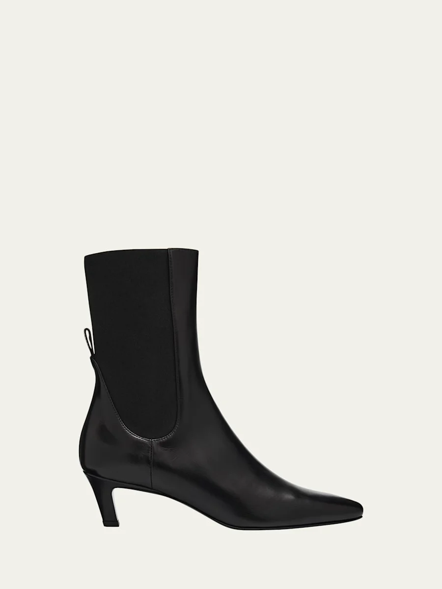 The Mid Heel Calfskin Ankle Boots - 1