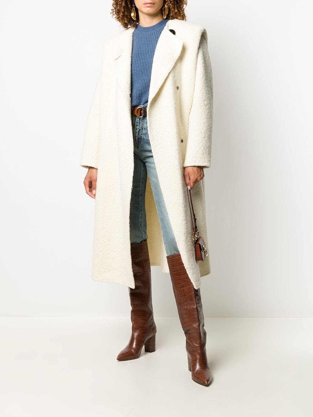 shearling cap sleeve coat - 2