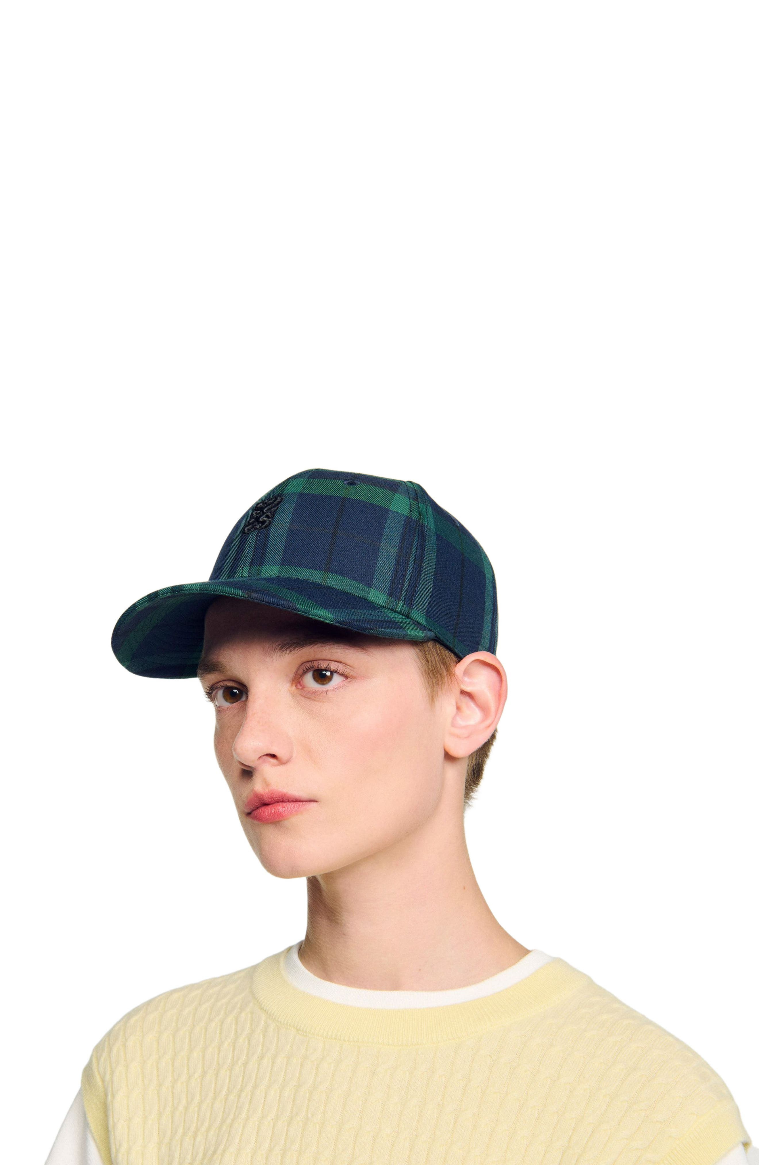SANDRO Checked cap in Green /Blue at Nordstrom - 1