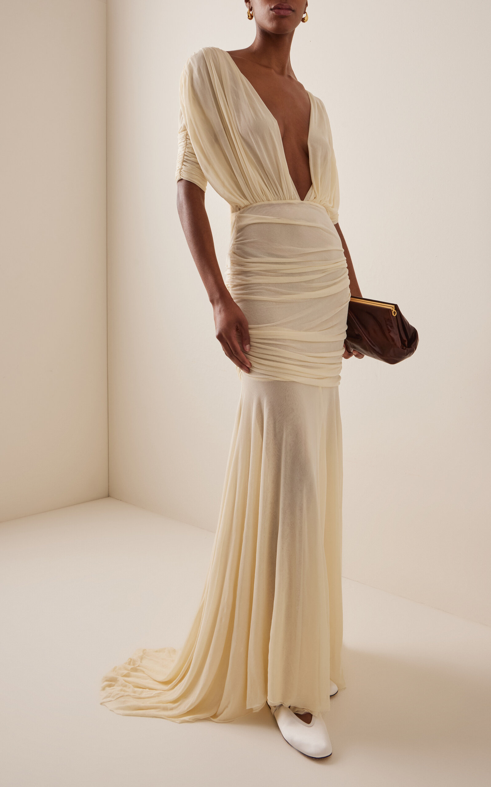 Devi Gathered Jersey Gown yellow - 3