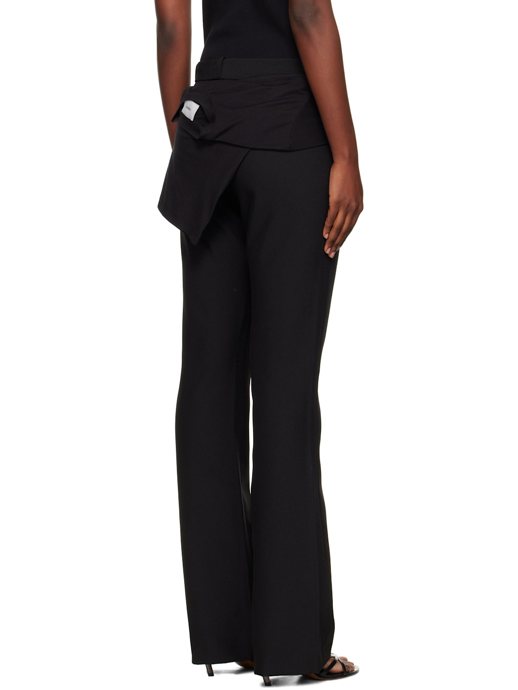 Black Jersey Wrap Trousers - 3