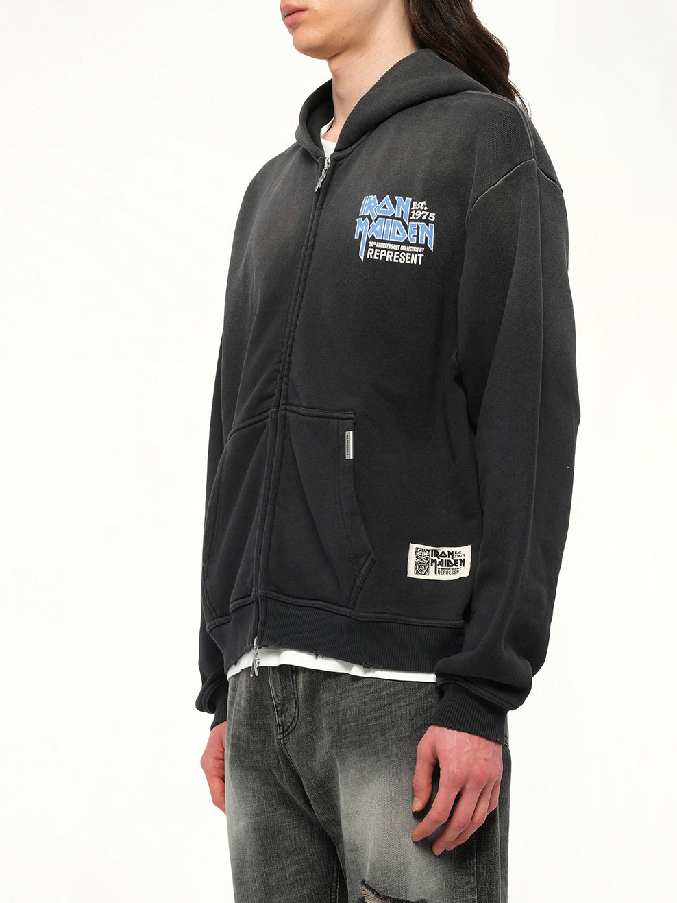Iron Maiden Anniversary Hoodie in Stained Black - 3
