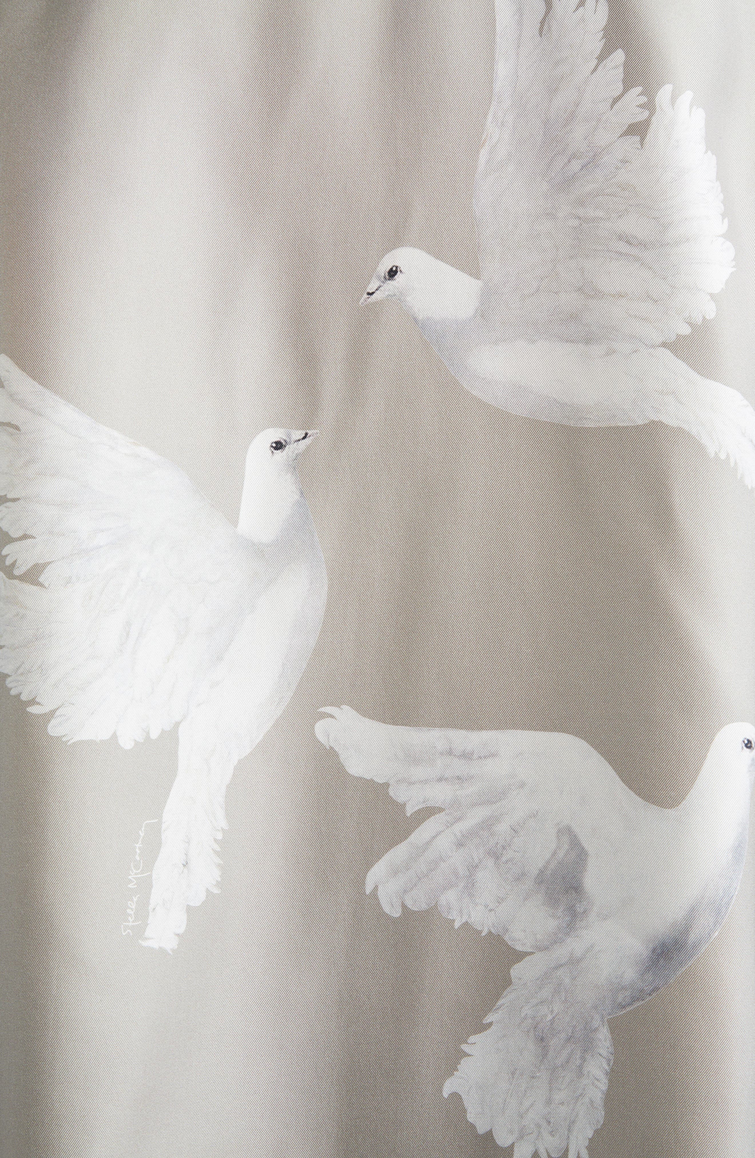 Stella McCartney Birds Print Silk Satin Pants in Mud at Nordstrom - 7