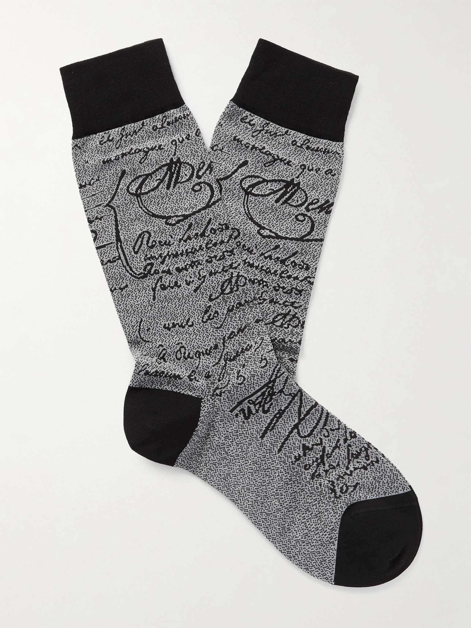 Scritto Cotton and Nylon-Blend Jacquard Socks - 1