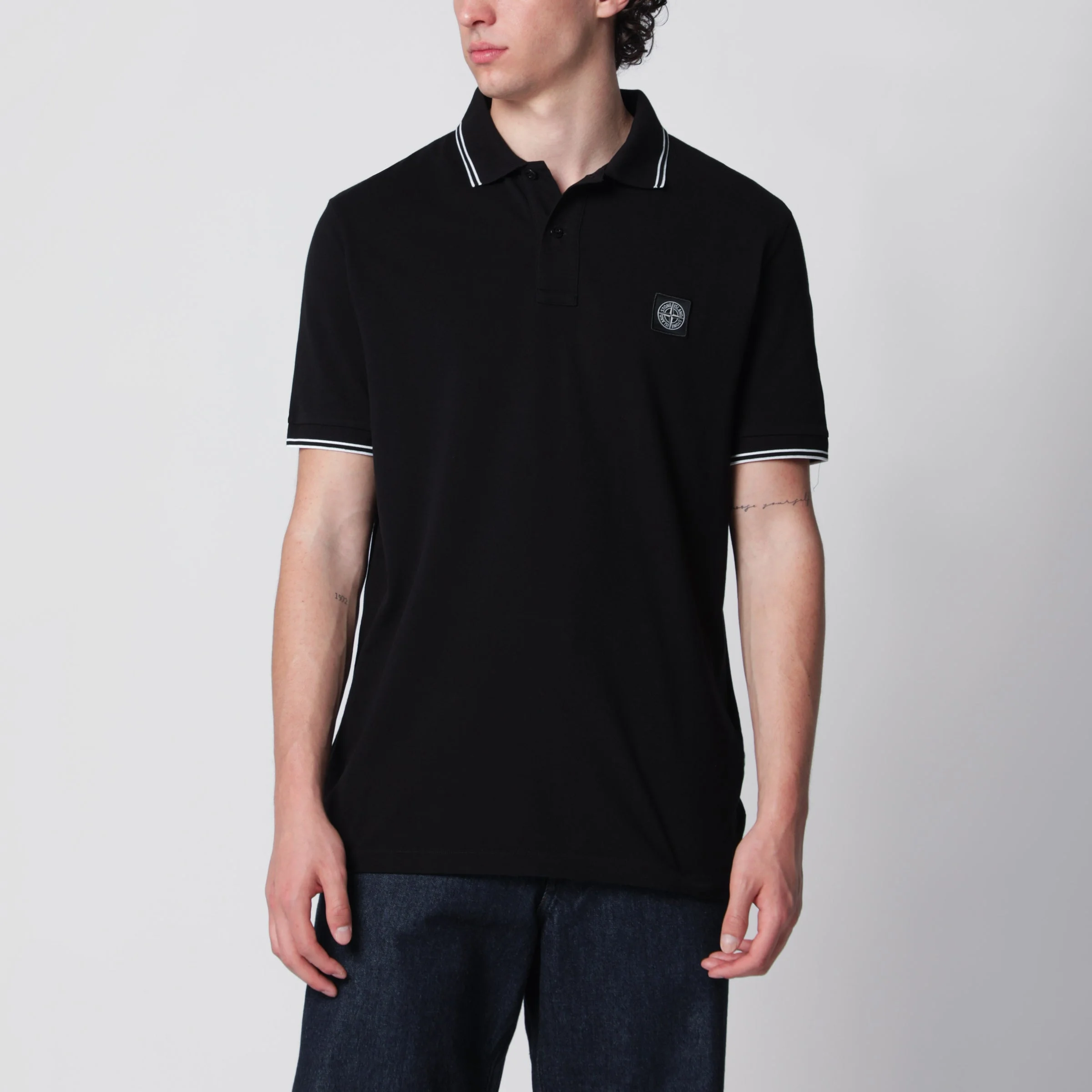 Black polo with Compass logo patch - 1