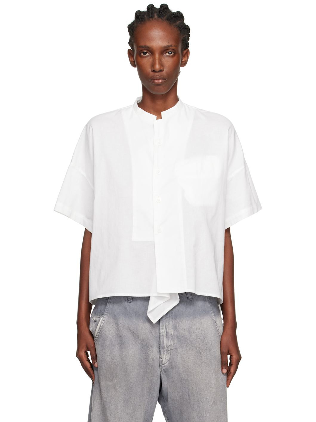 White N-Half Sleeve Box Shirt - 1